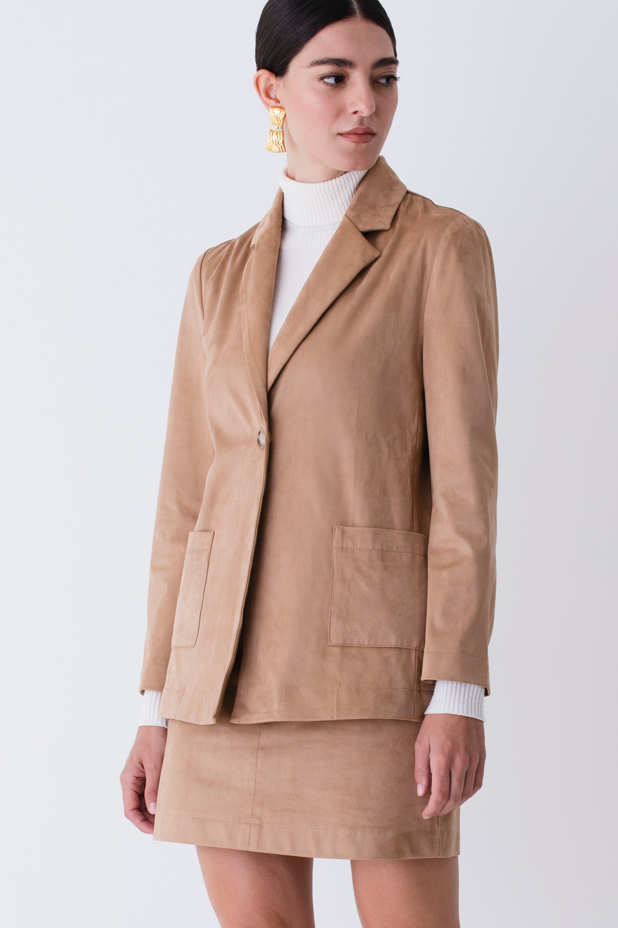 Blazer con frange ad un petto effetto camoscio - FW26