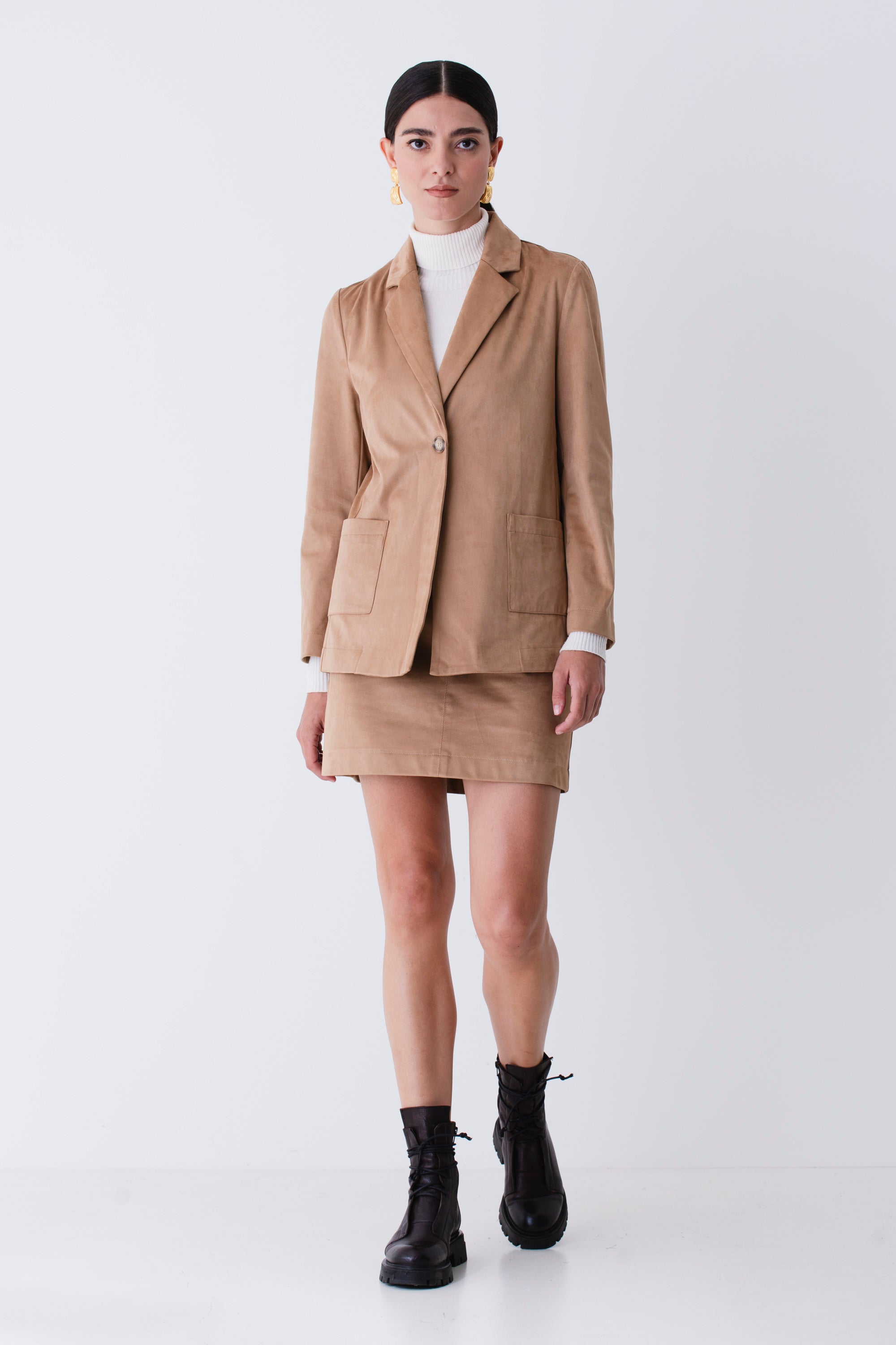 Blazer con frange ad un petto effetto camoscio - FW26