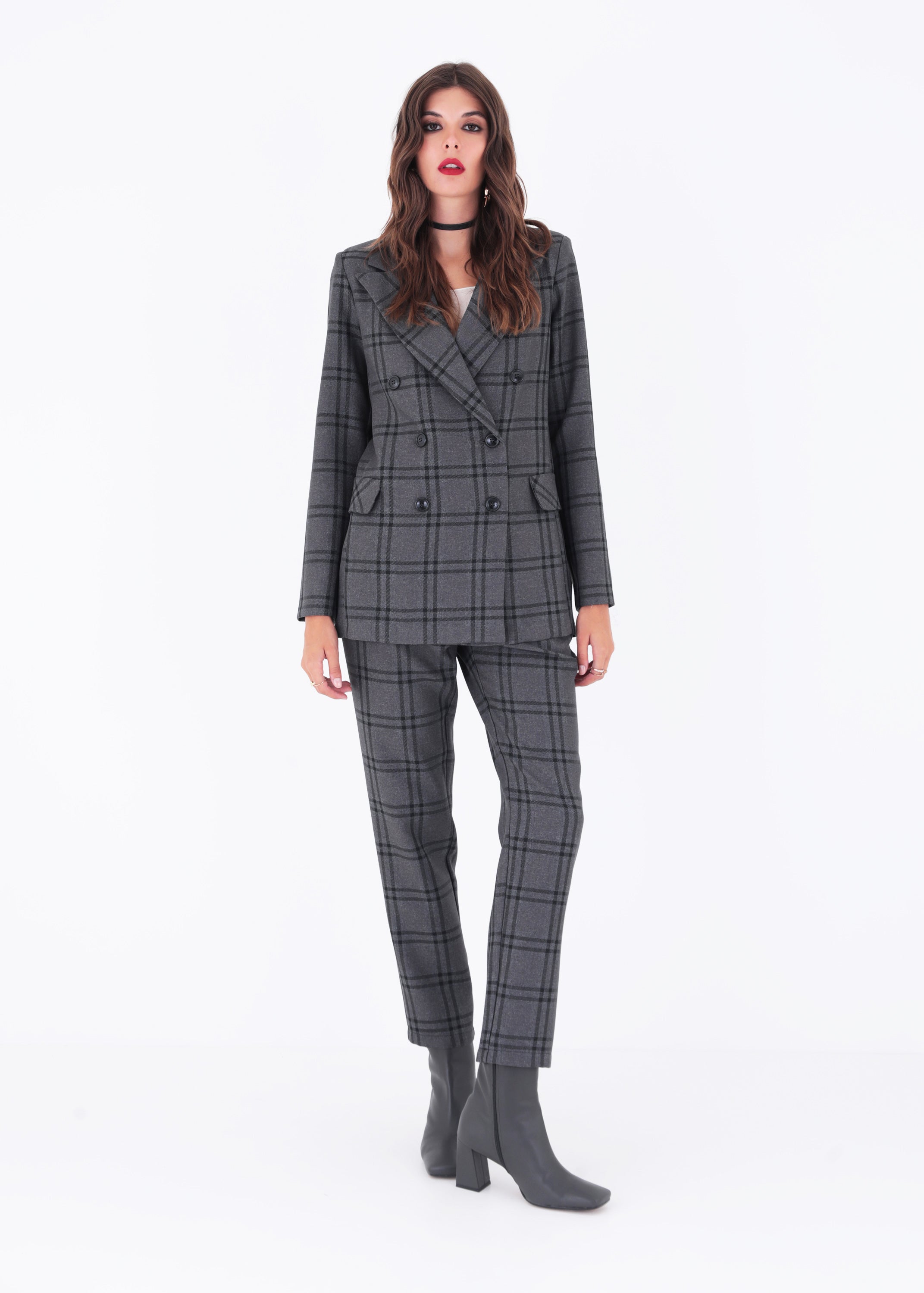 Blazer doppio petto in tessuto a quadri - FW23