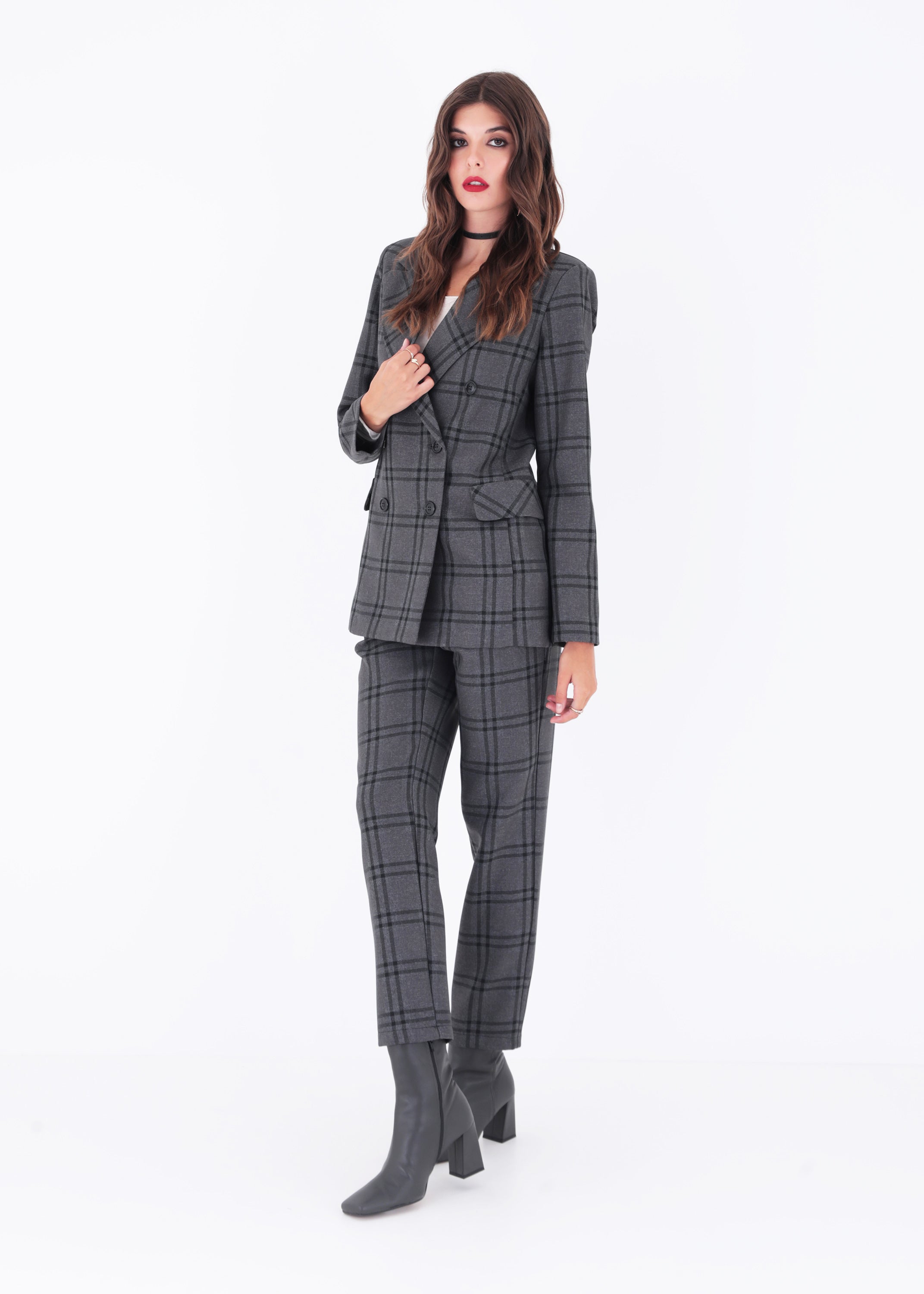 Blazer doppio petto in tessuto a quadri - FW23