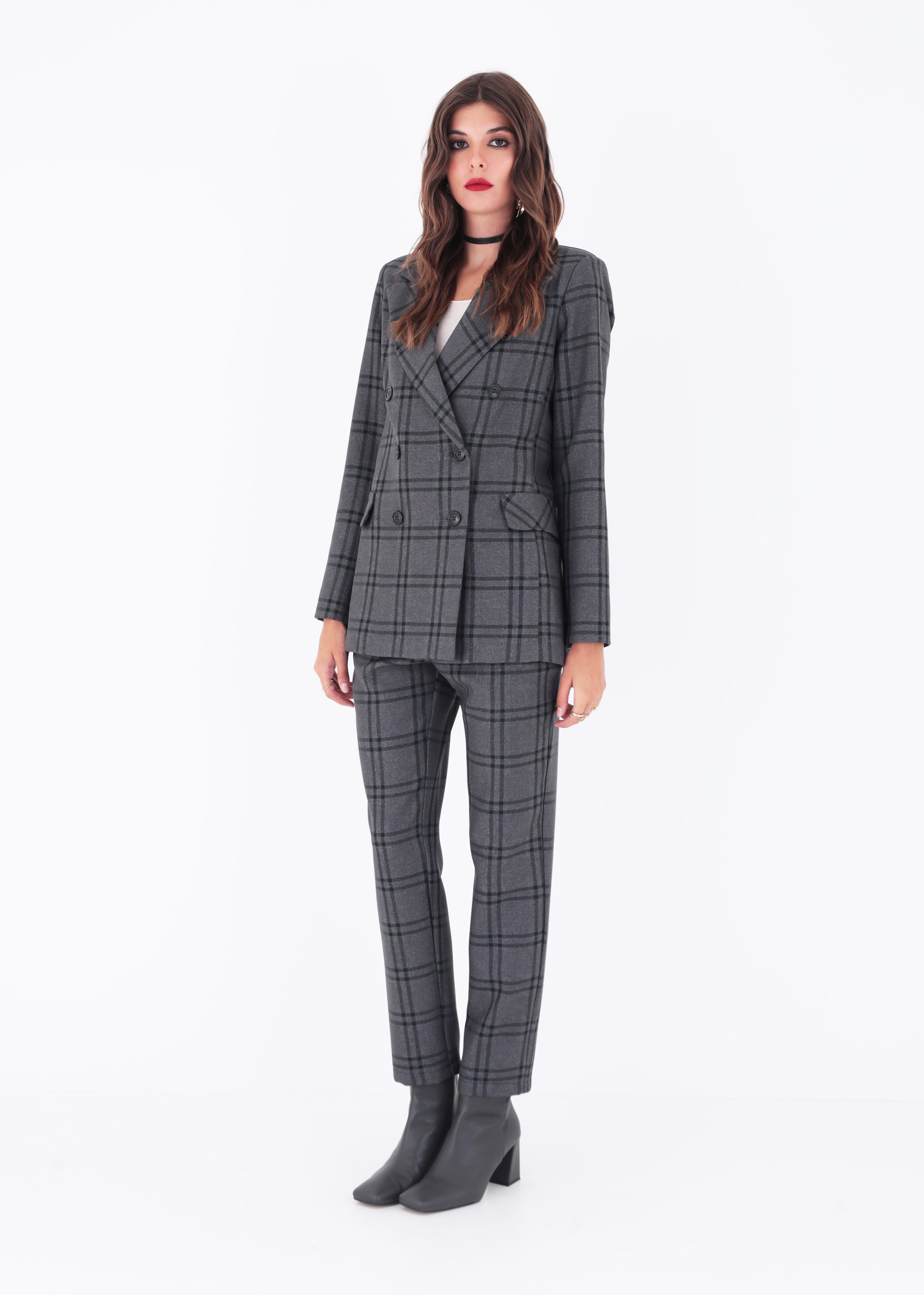 Blazer doppio petto in tessuto a quadri - FW23