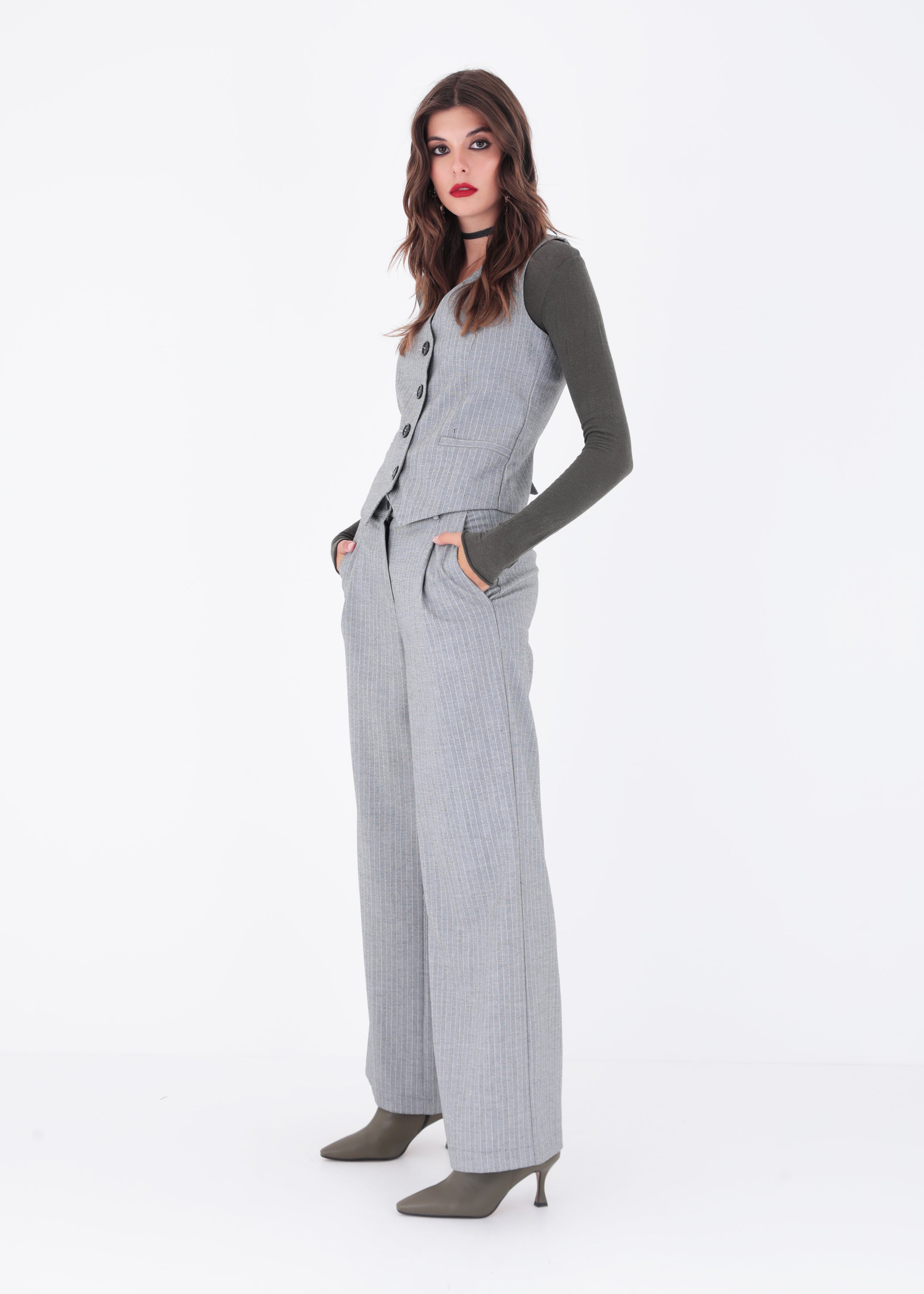 Gilet ad un petto in tessuto spinato - FW23