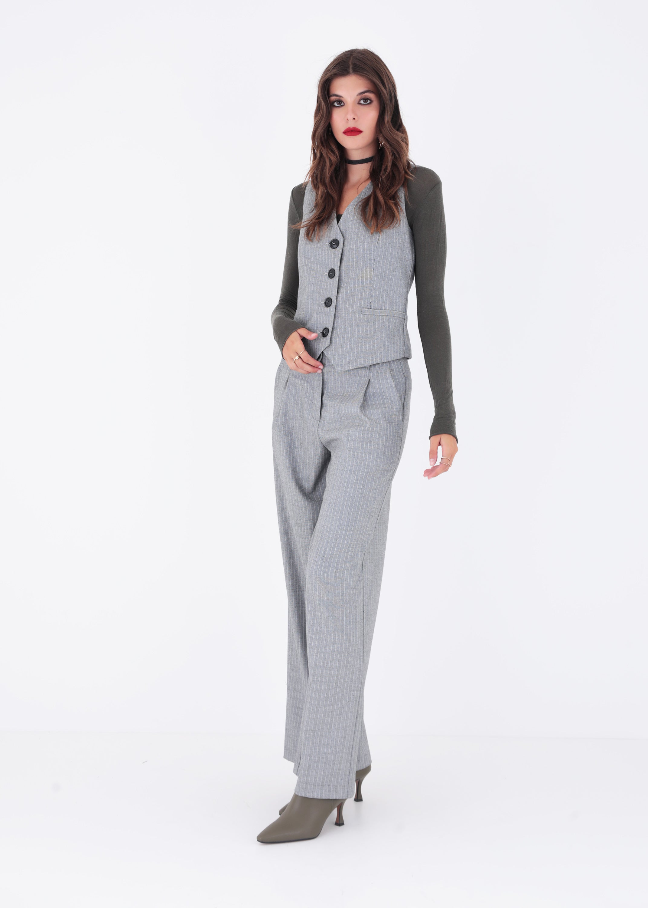 Gilet ad un petto in tessuto spinato - FW23