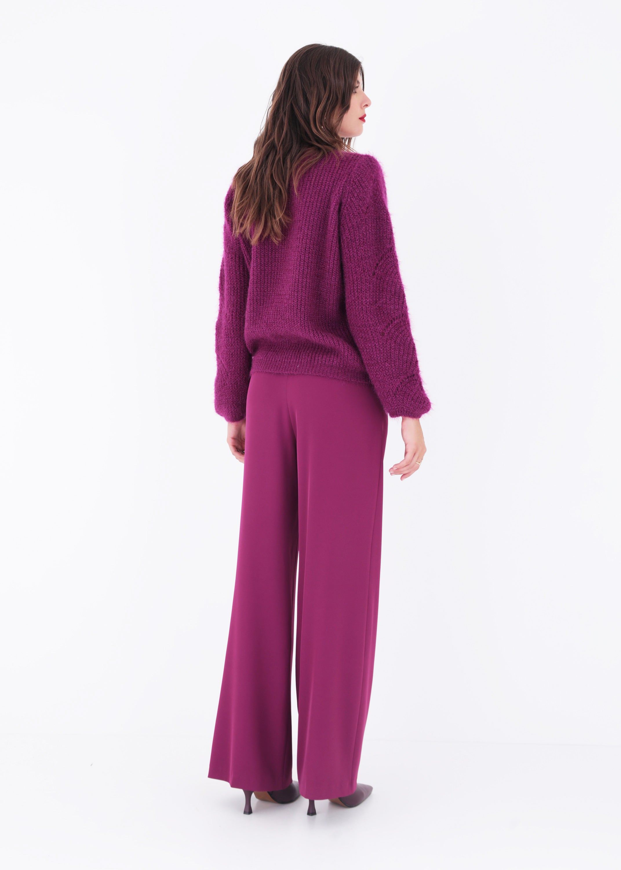Pullover in maglia punto ventaglio effetto mohair - FW23