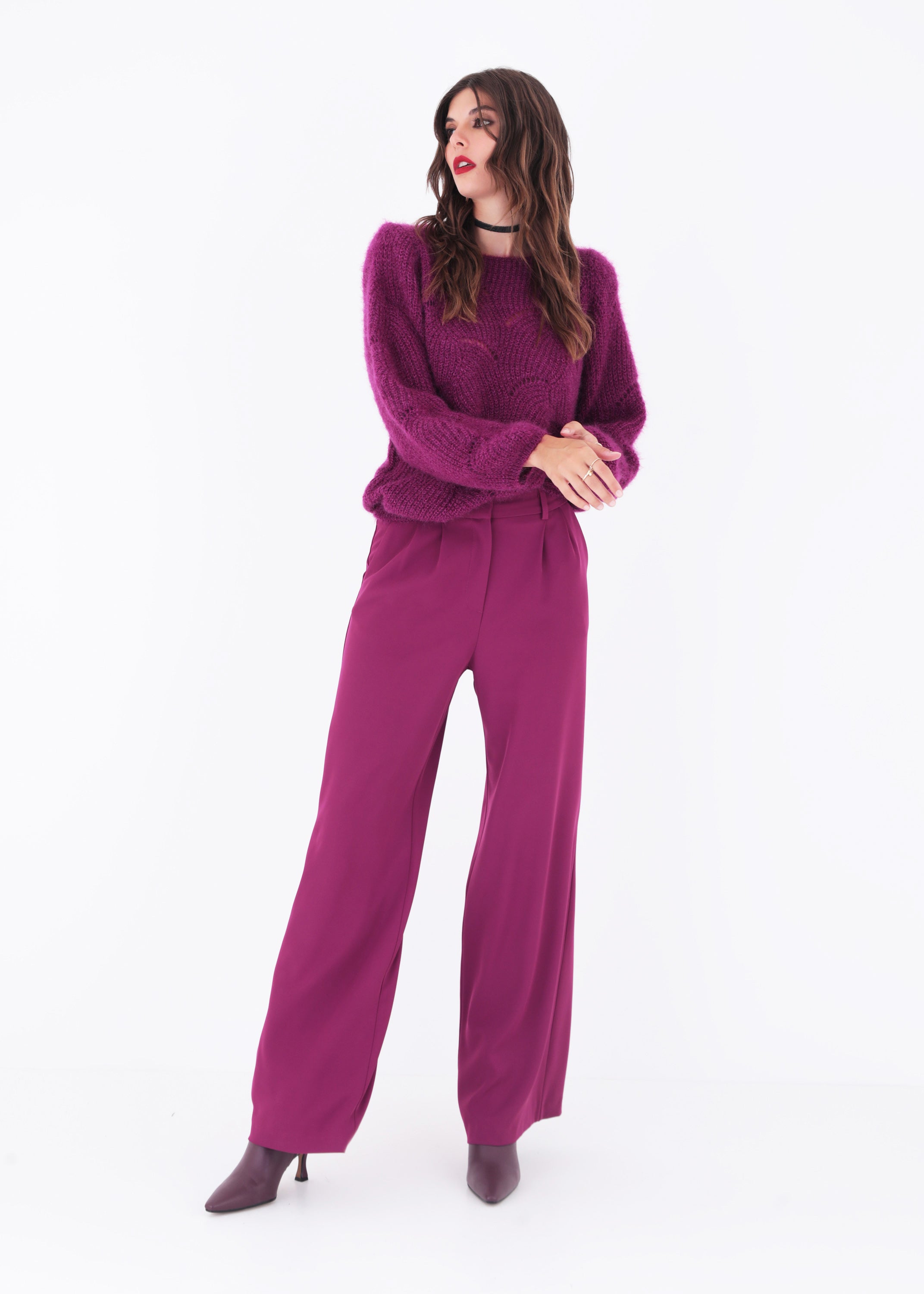 Pullover in maglia punto ventaglio effetto mohair - FW23