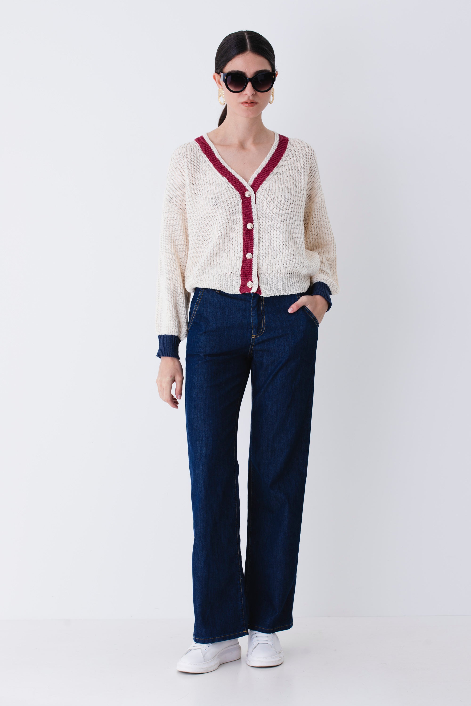 Cardigan in cotone con bottoni dorati - PE25