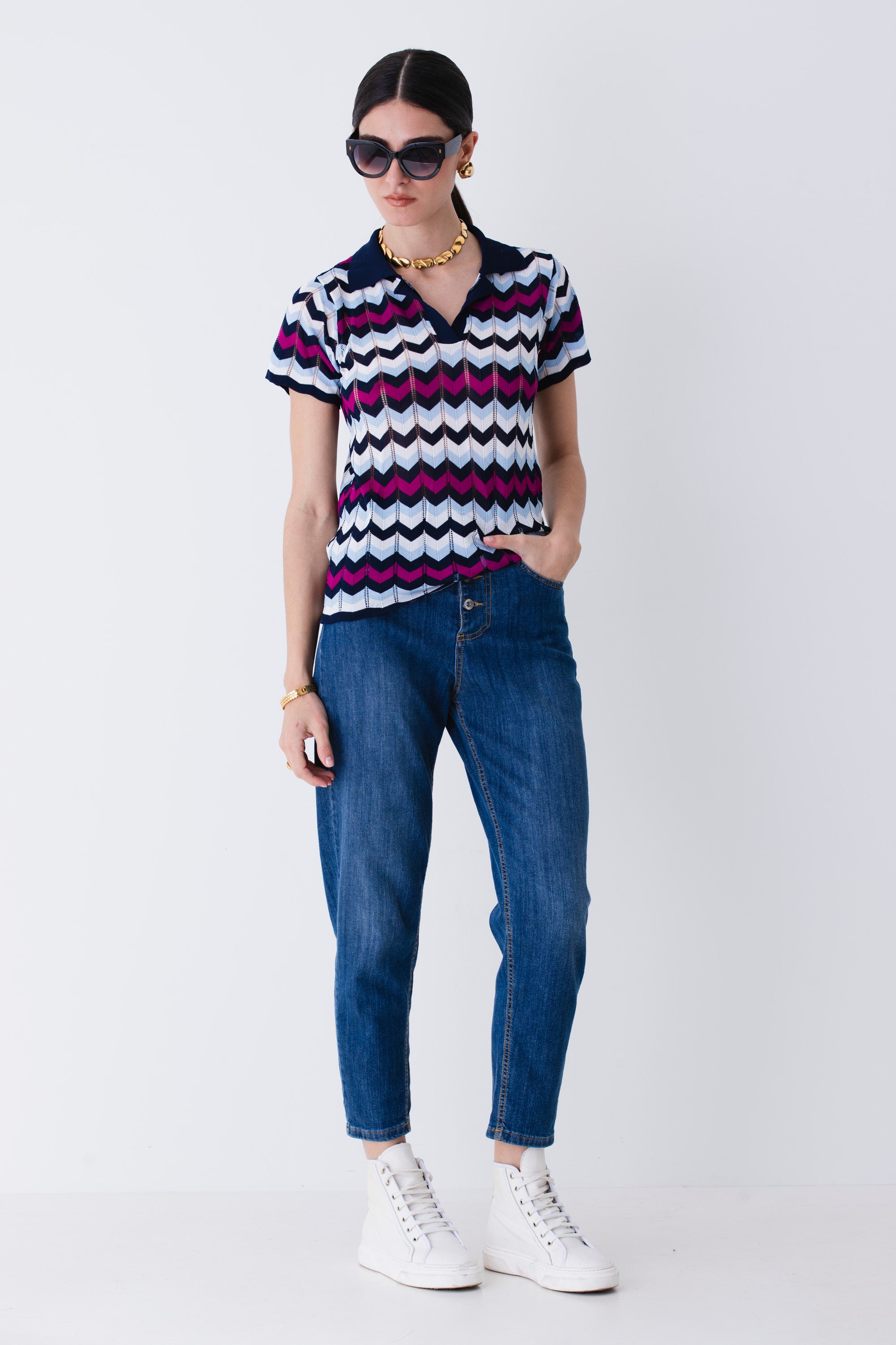 Polo fantasia chevron in viscosa - PE25