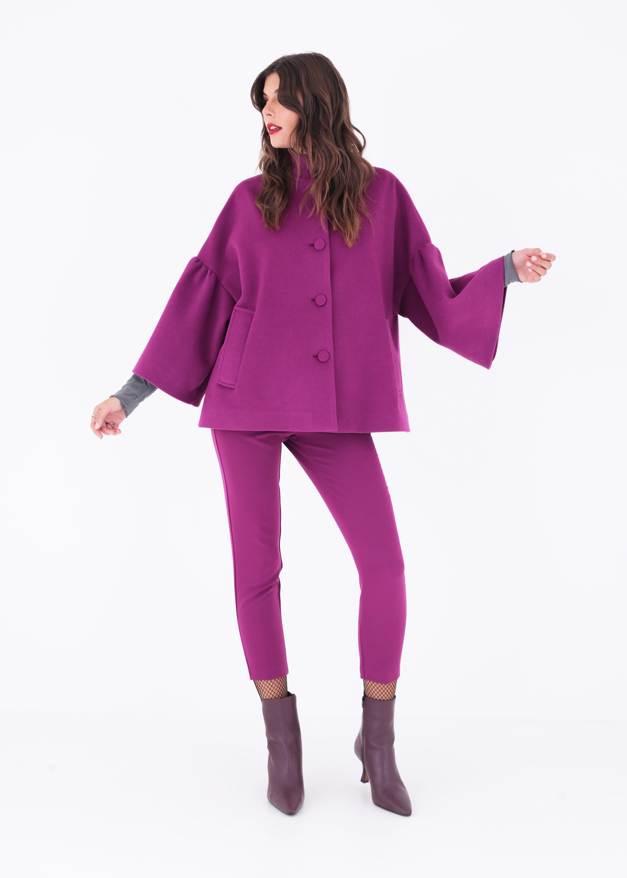Cappa con bottoni in panno - FW23