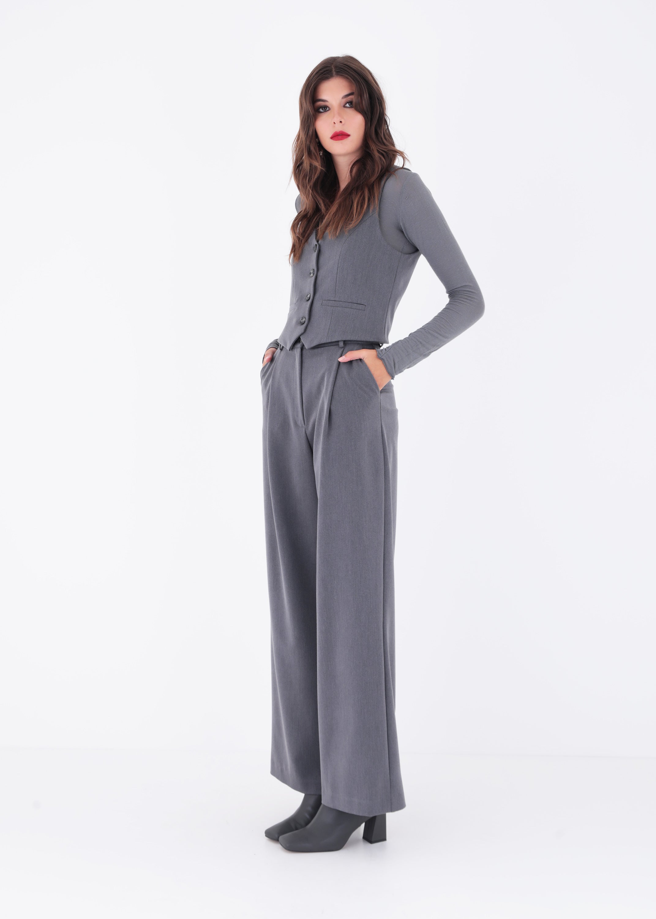 Gilet ad un petto in mano lana - FW23