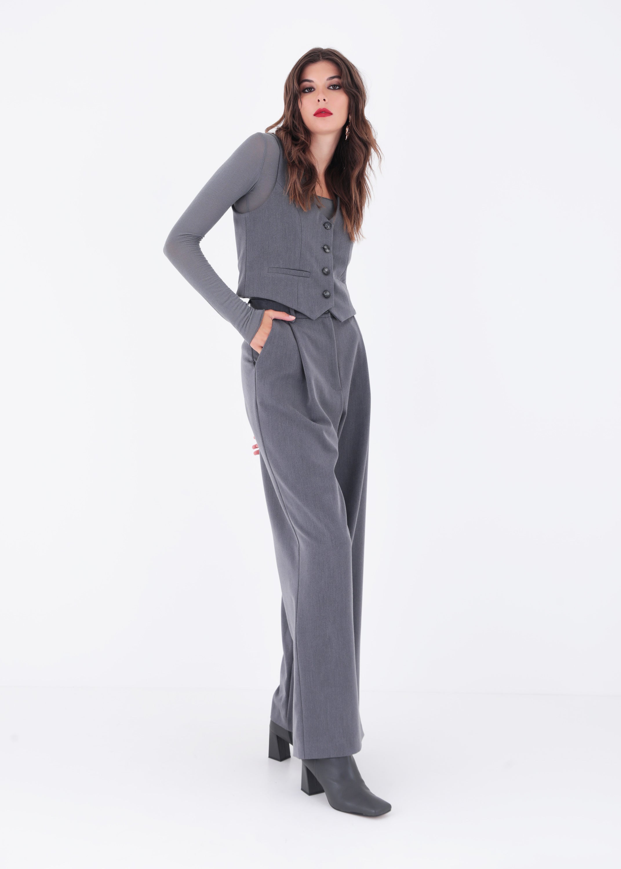 Gilet ad un petto in mano lana - FW23