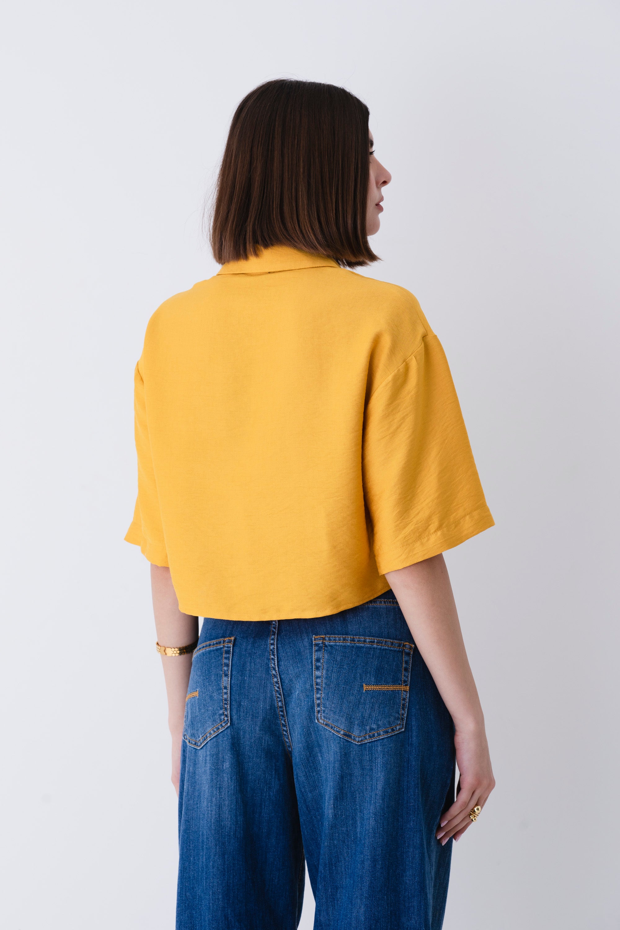 Camicia crop in viscosa effetto mosso - PE25