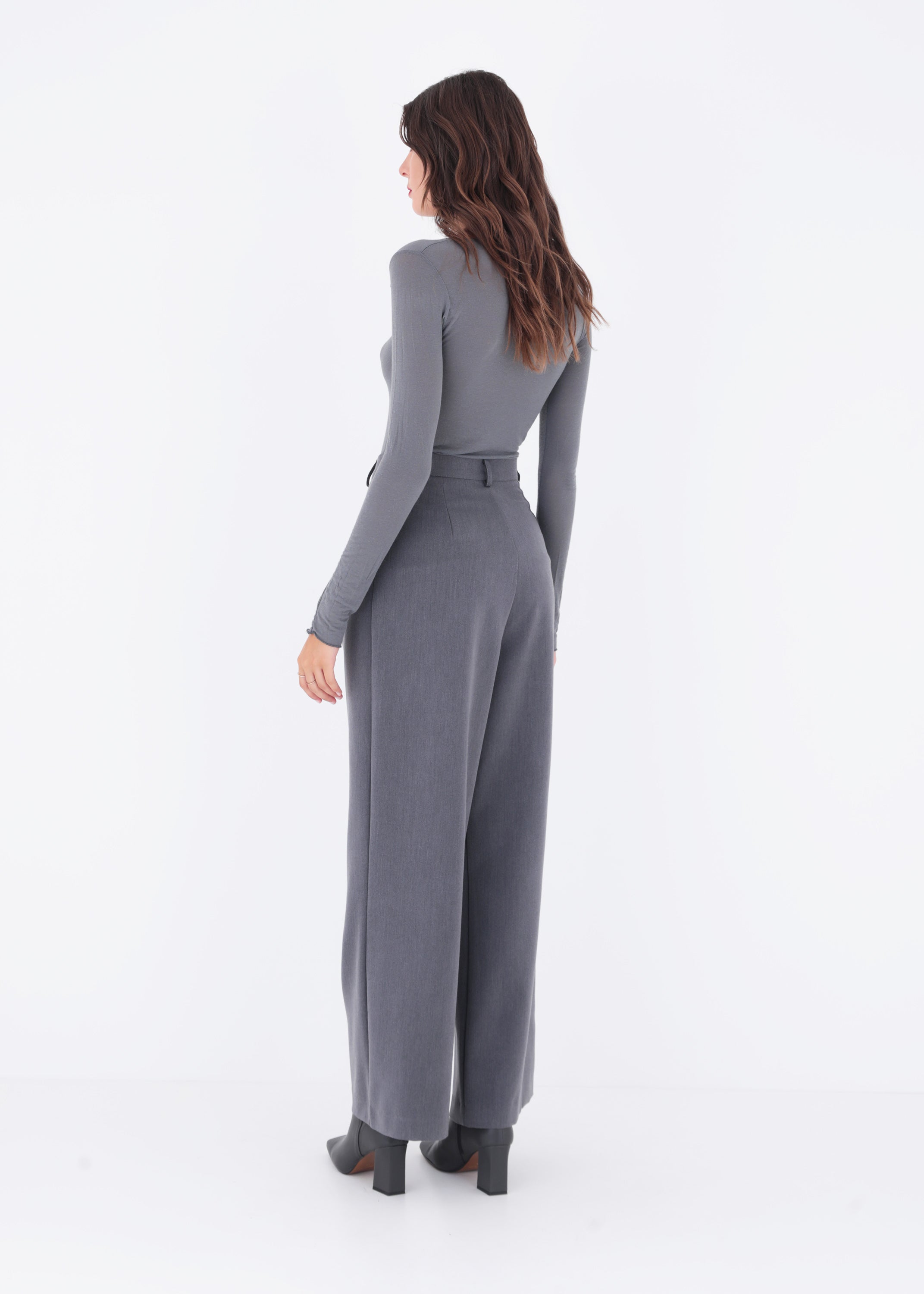 Pantalone palazzo con pinces in mano lana - FW23