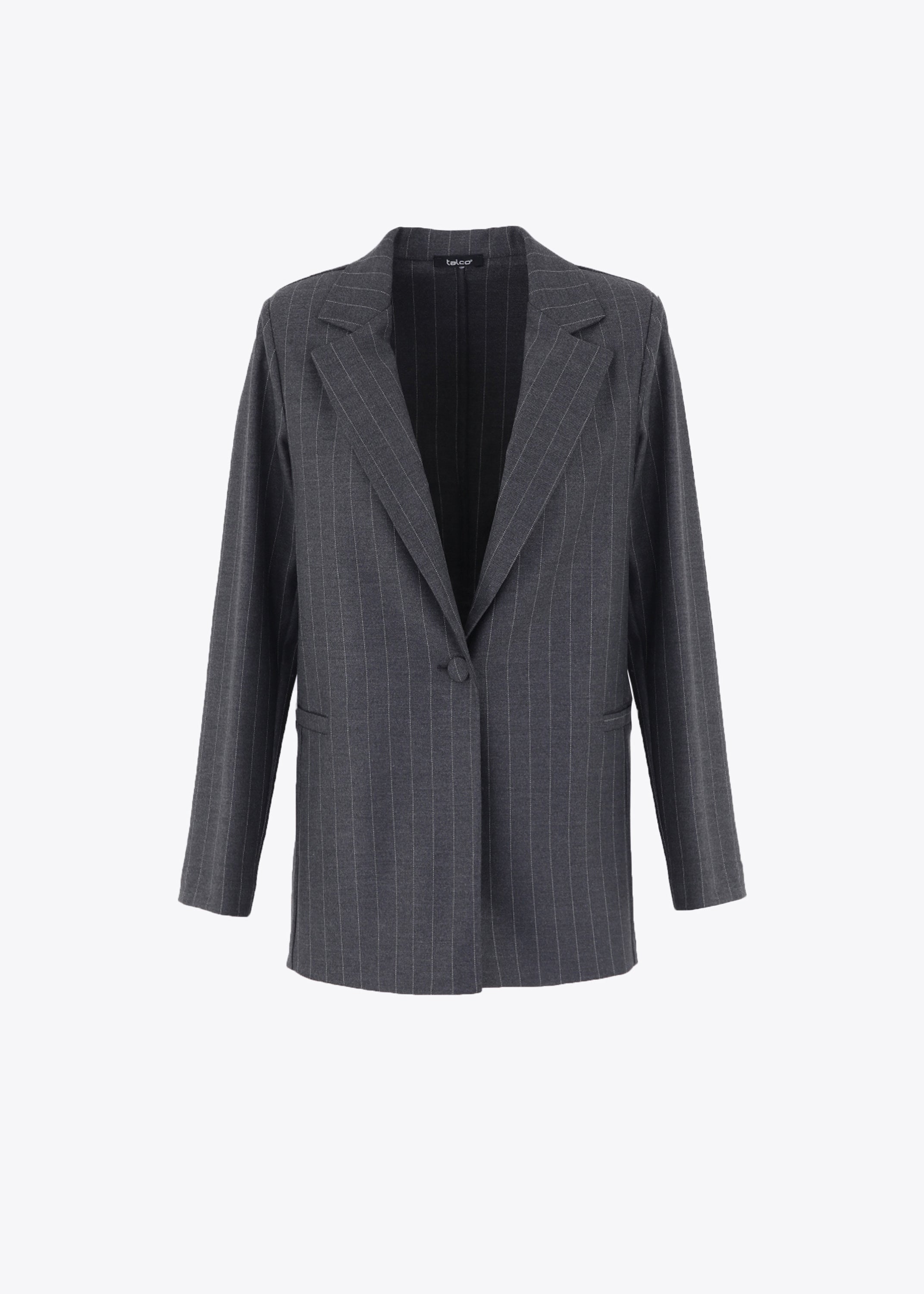 Blazer ad un petto in tessuto gessato - FW23