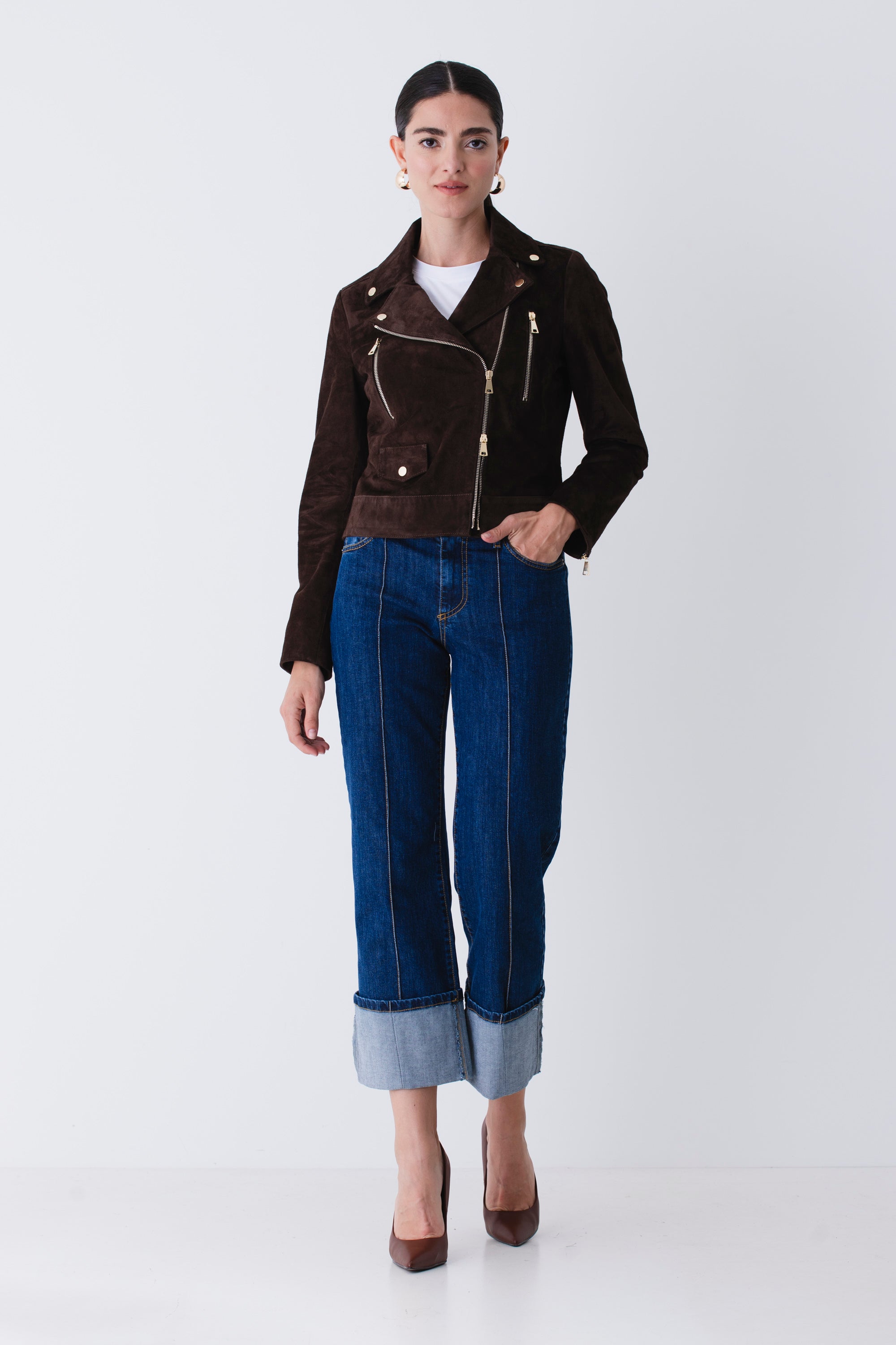 Giacca chiodo in suede - FW26