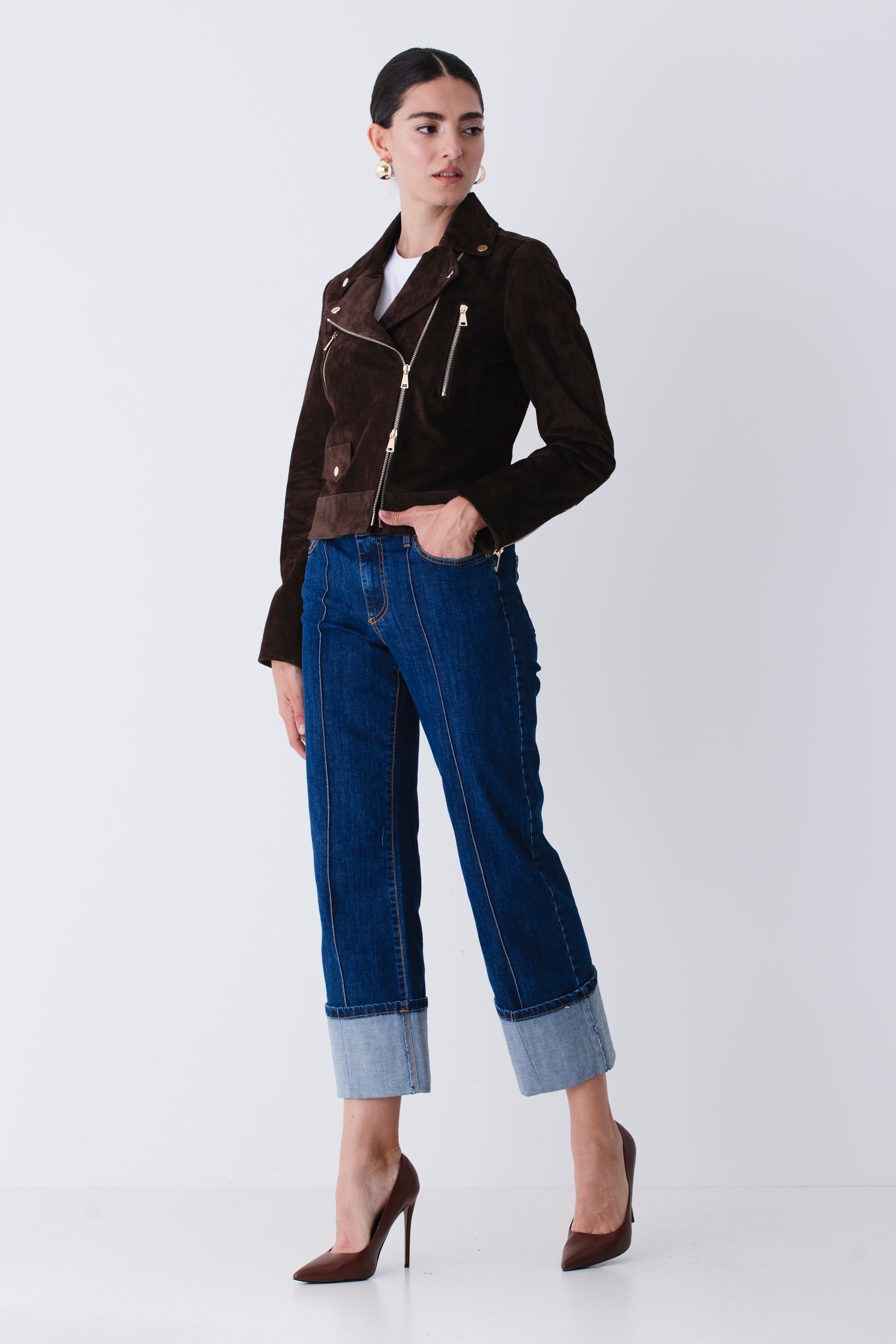 Giacca chiodo in suede - FW26