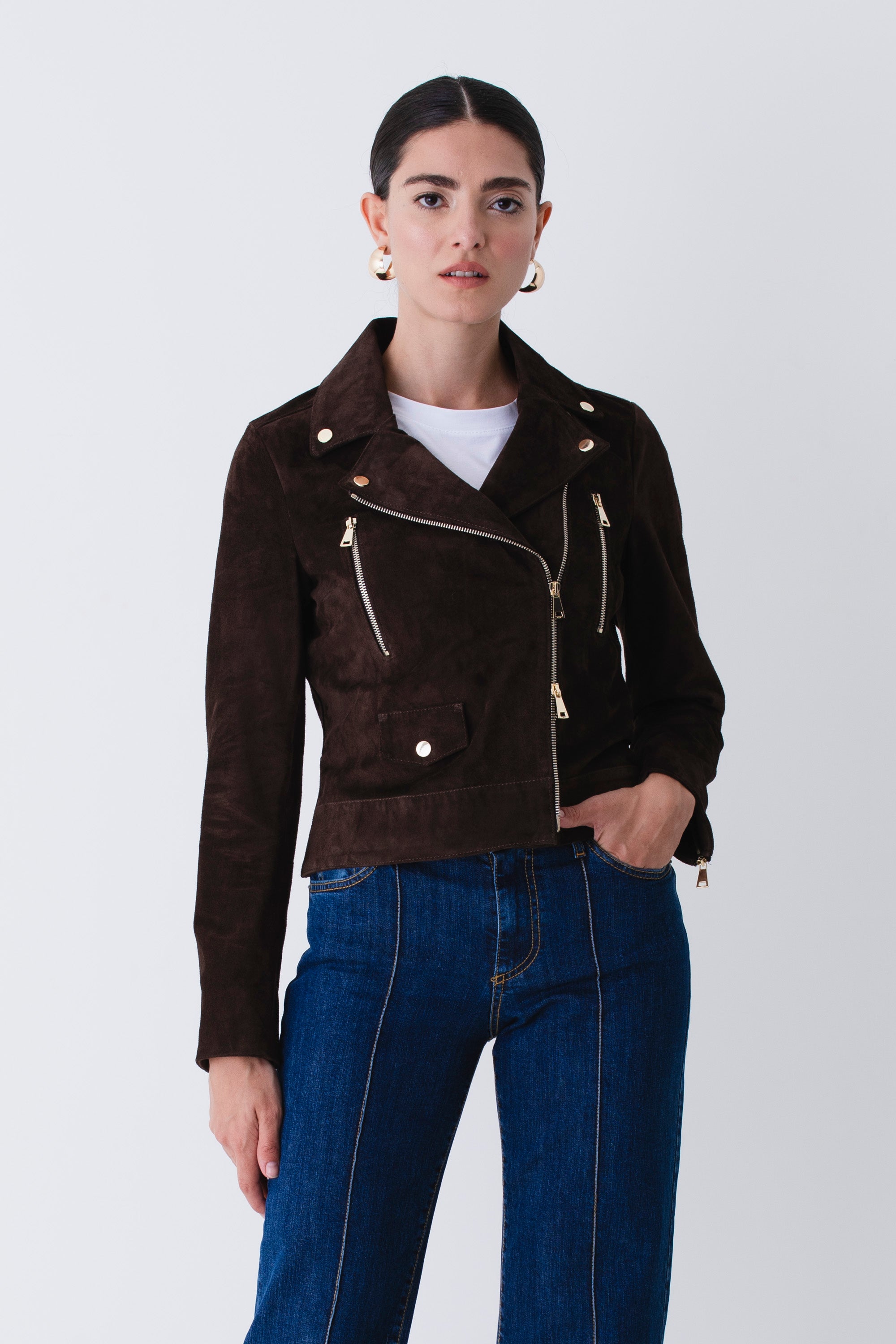 Giacca chiodo in suede - FW26