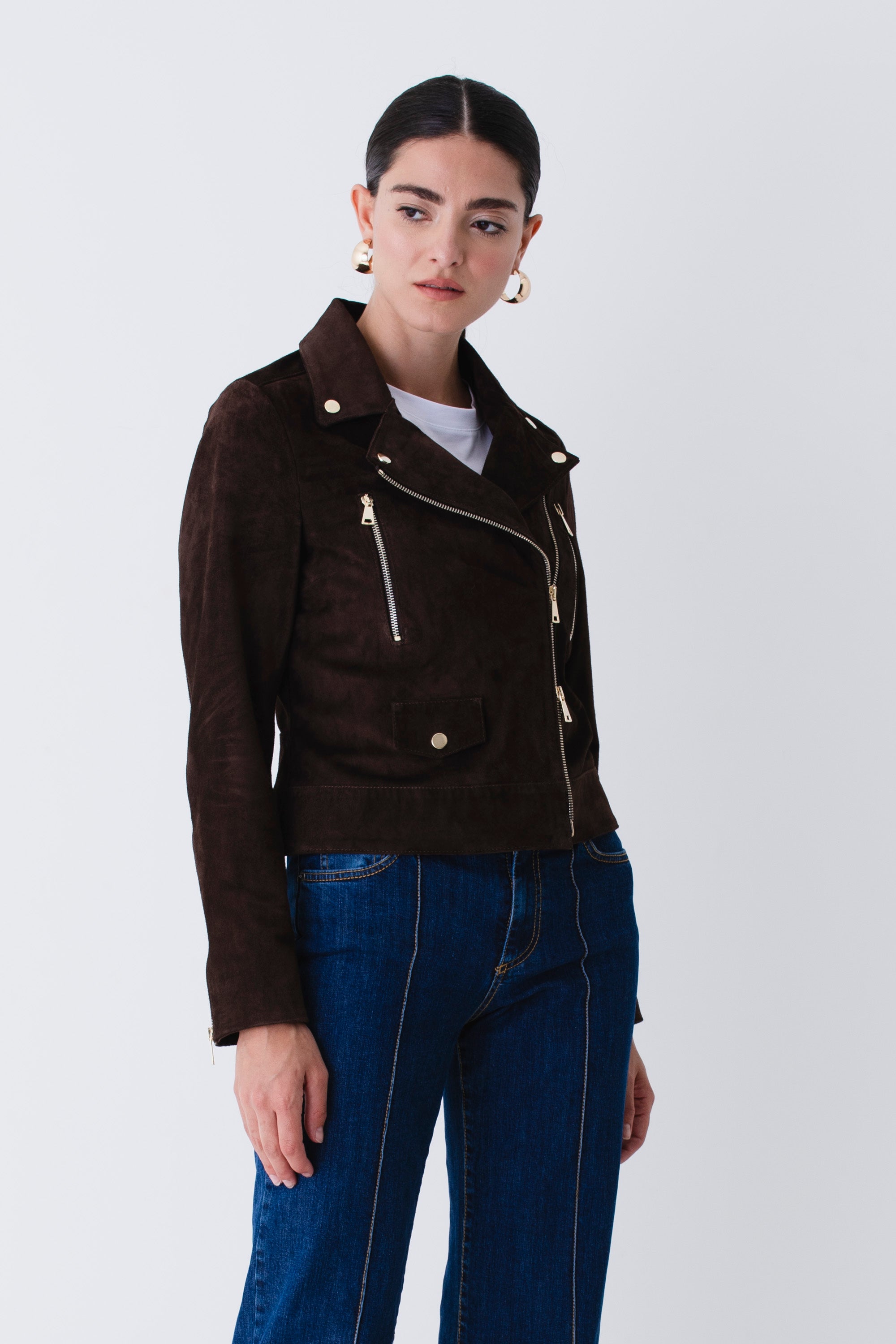 Giacca chiodo in pelle scamosciata - FW26