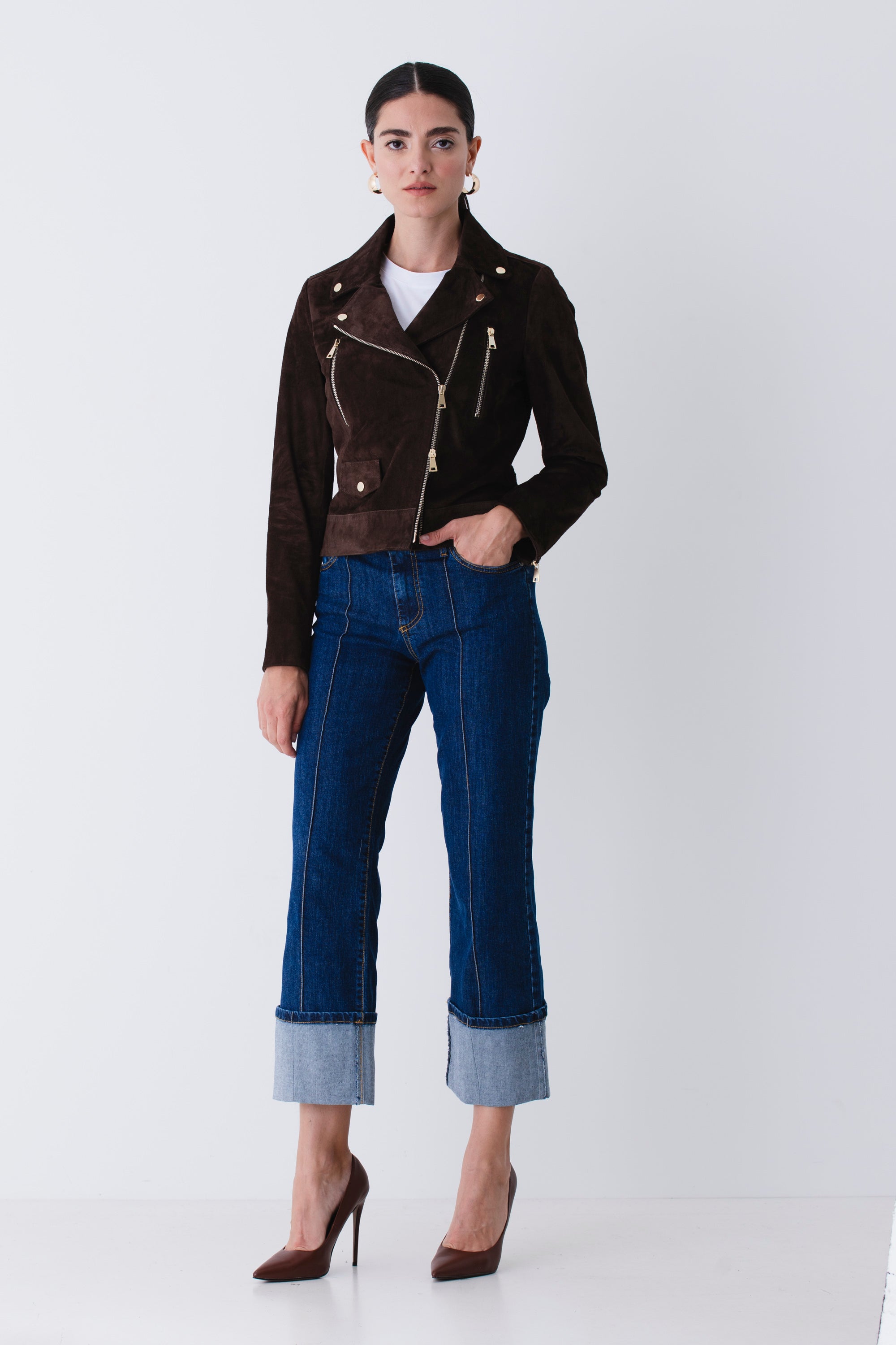 Jeans dritto con cucitura e risvolto - FW26