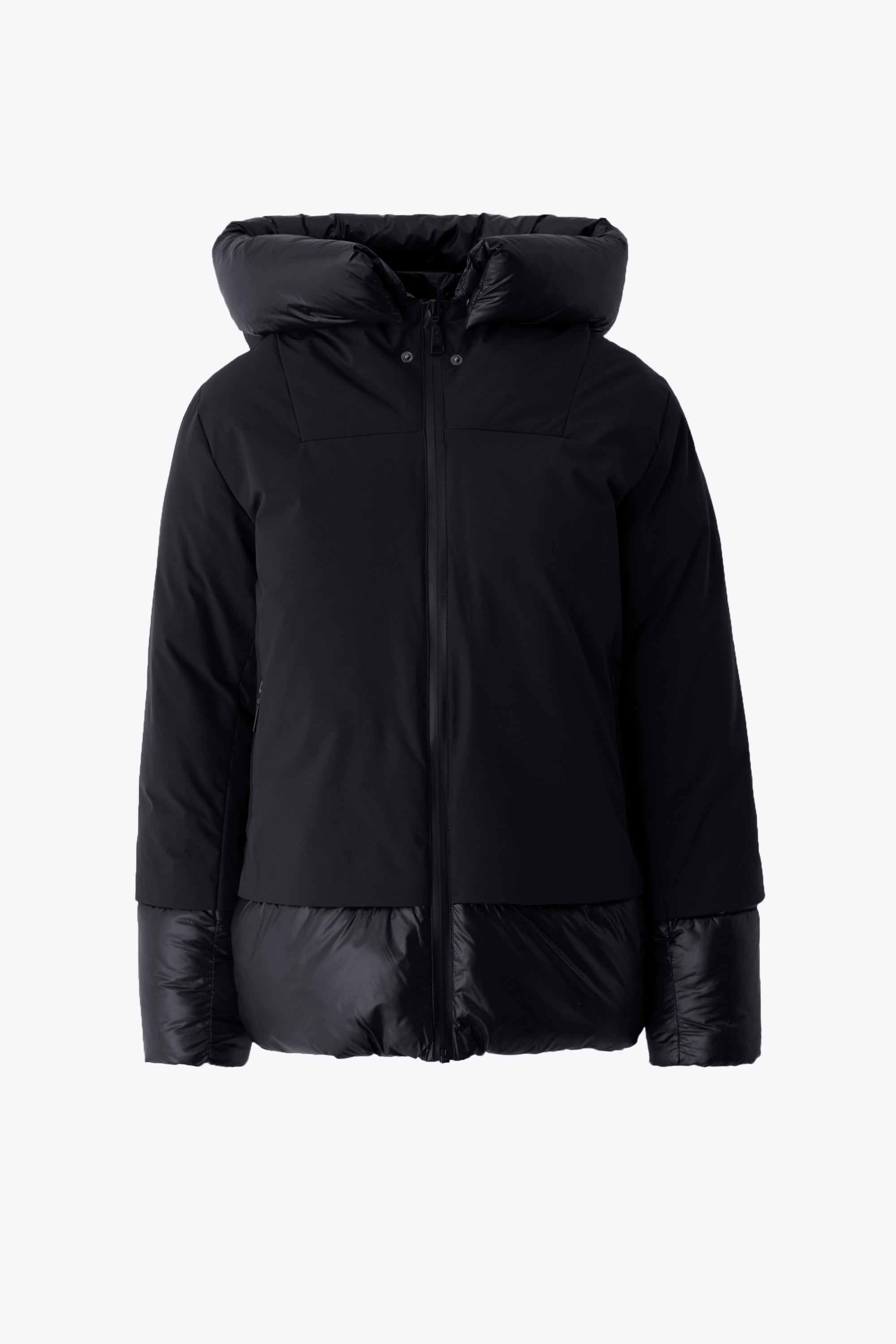 Piumino corto in nylon con inserti in tessuto imbottito lucido - FW26