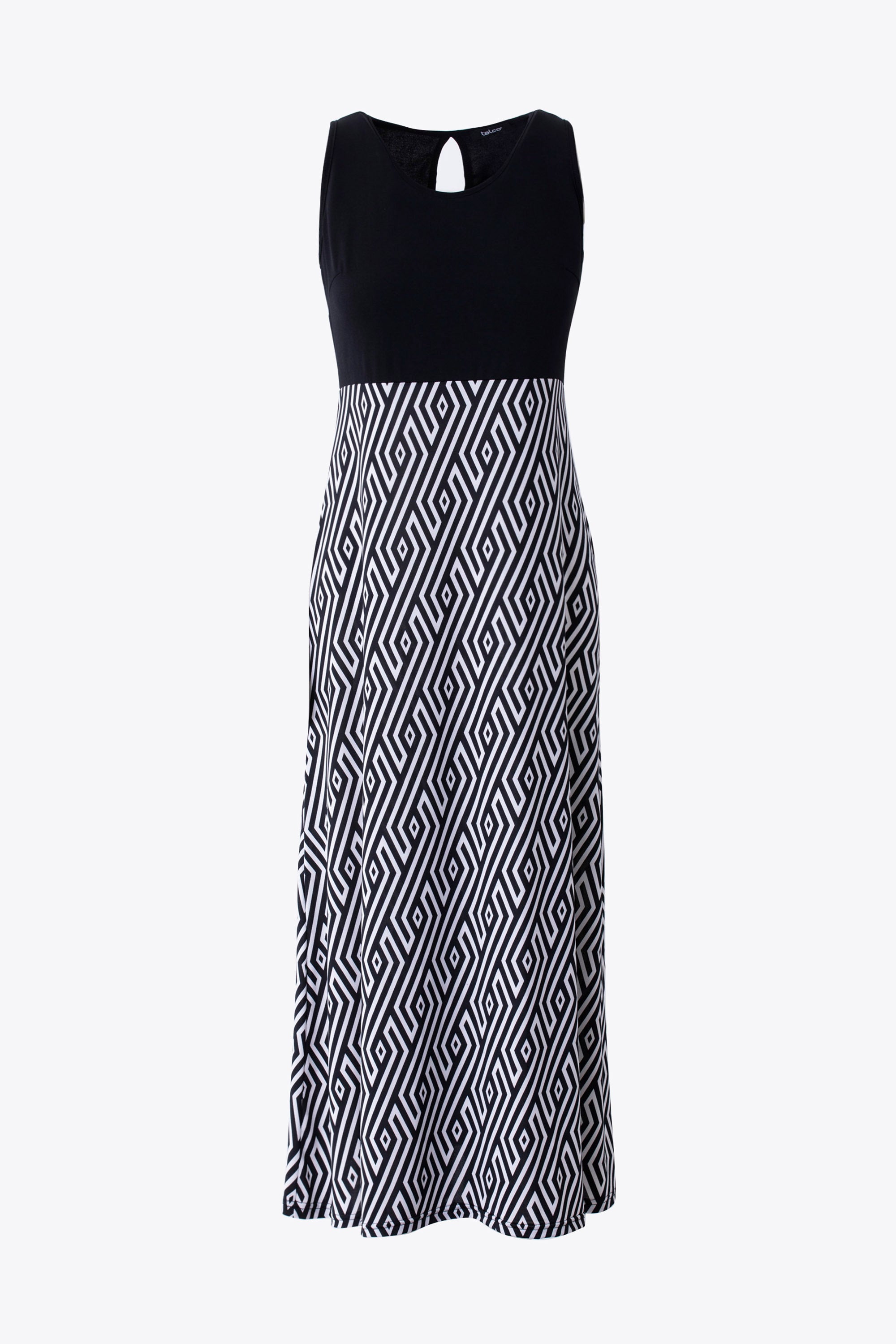 Abito con gonna fantasia geometrica in jersey elasticizzato - PE25