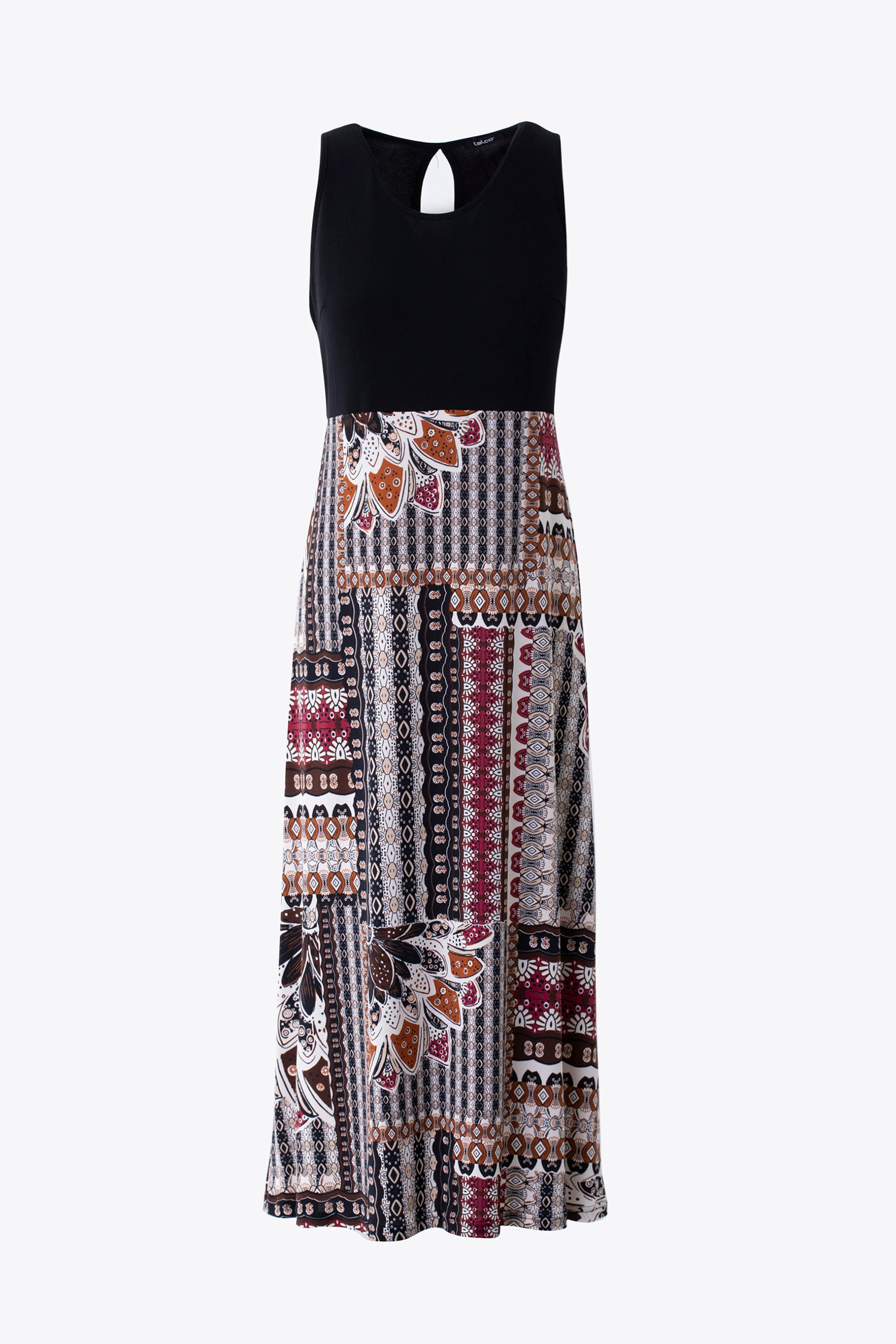 Abito con gonna fantasia etnica in jersey elasticizzato - PE25
