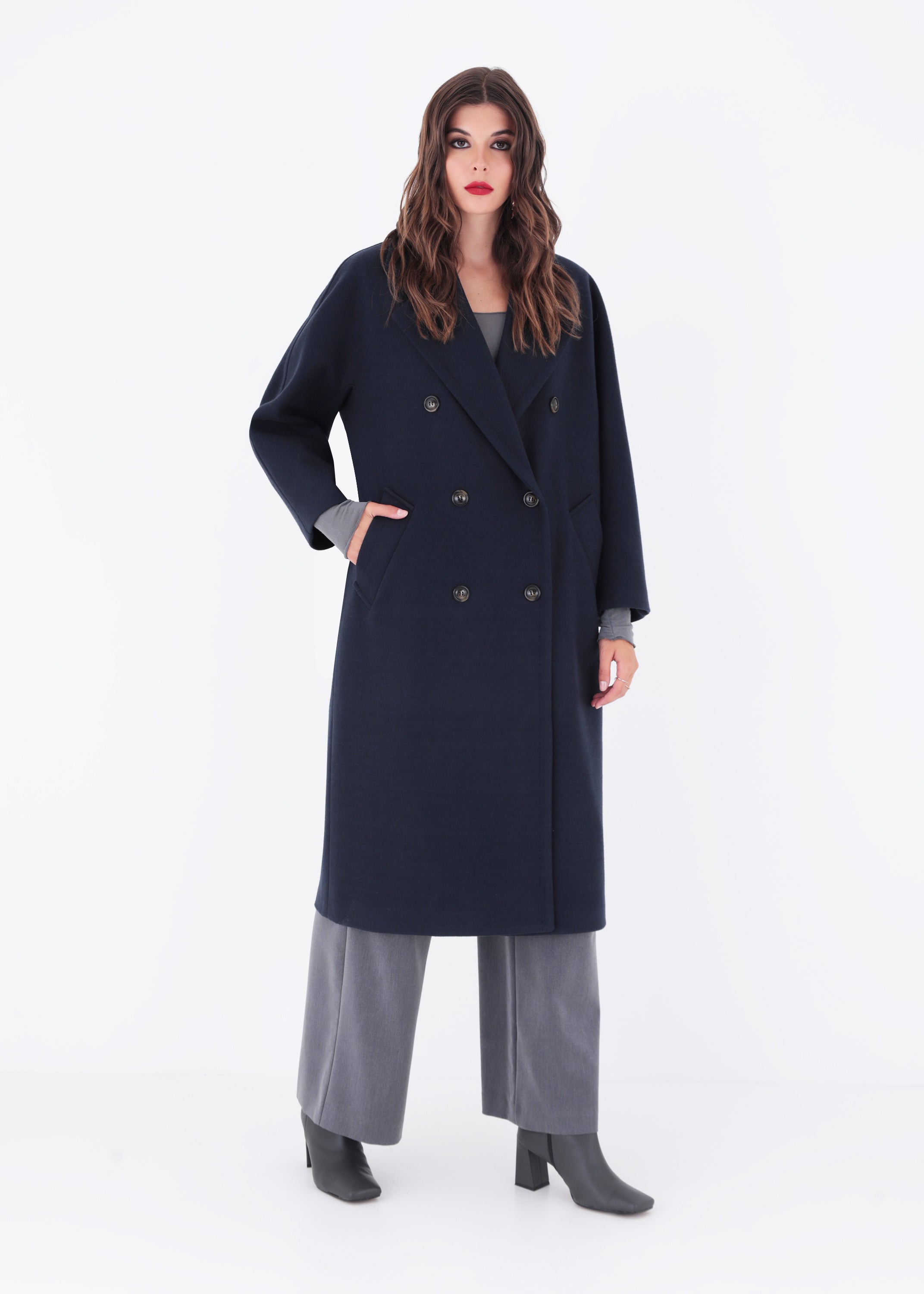 Cappotto over doppio petto in misto lana - FW23