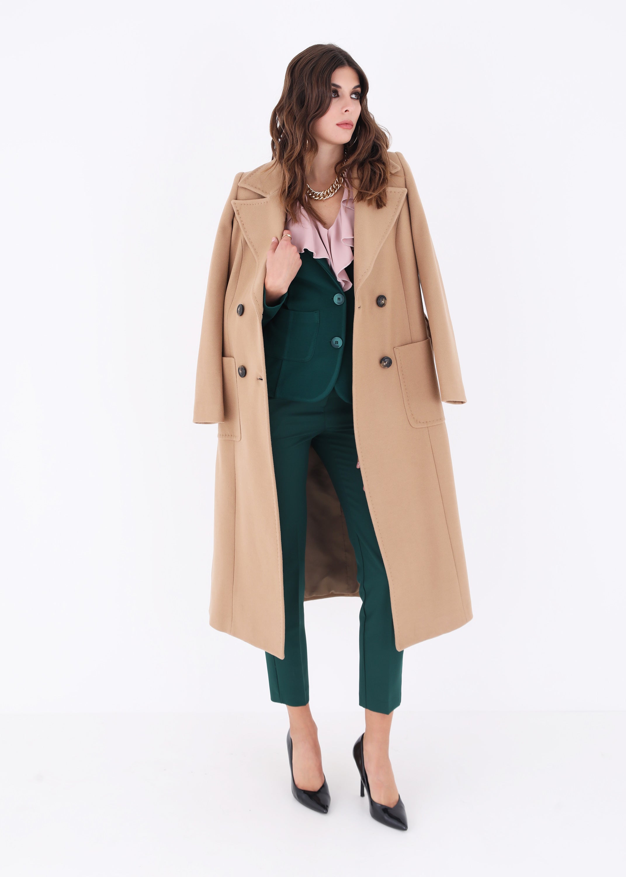 Cappotto lungo doppio petto con cintura - FW23