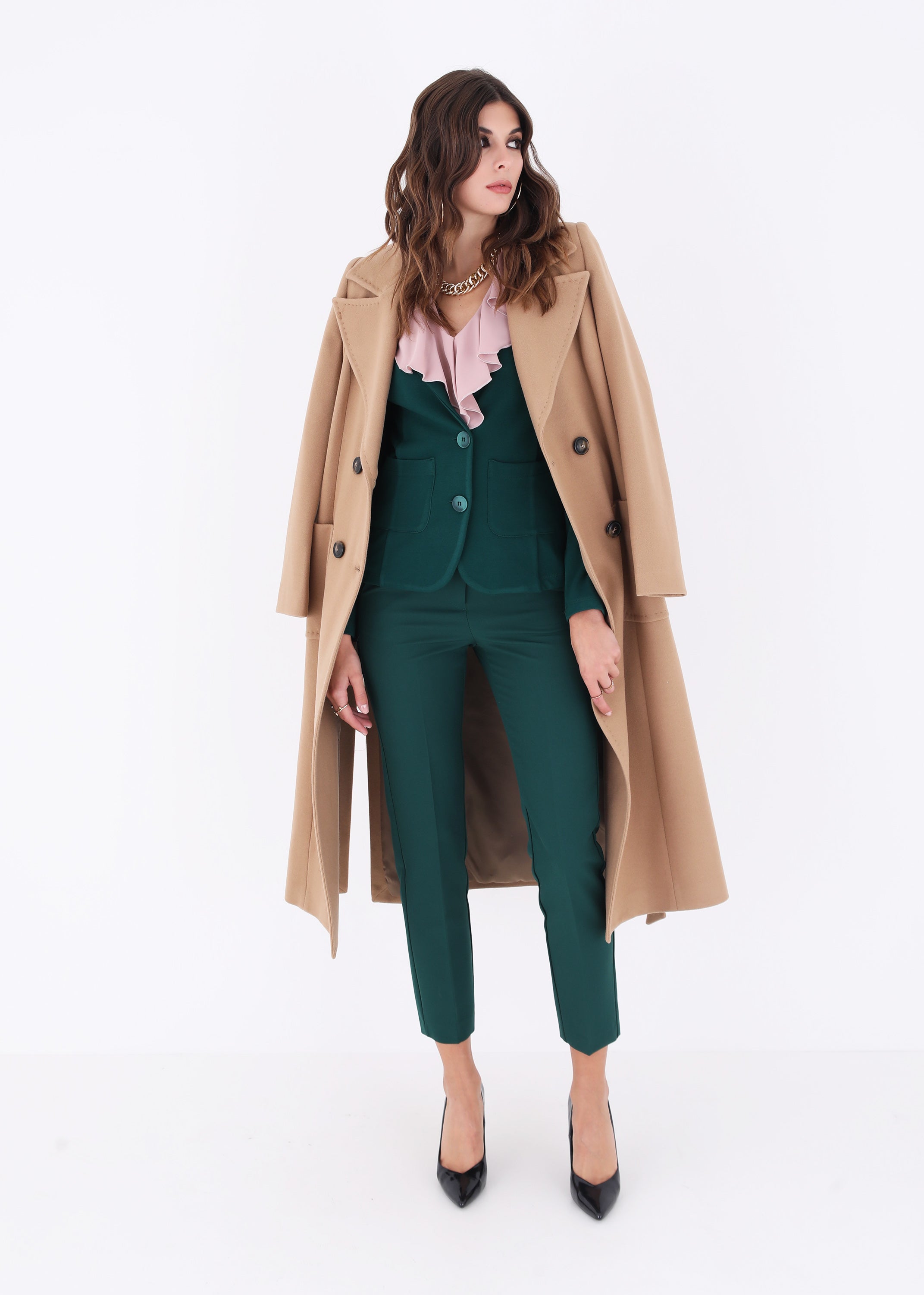 Cappotto lungo doppio petto con cintura - FW23