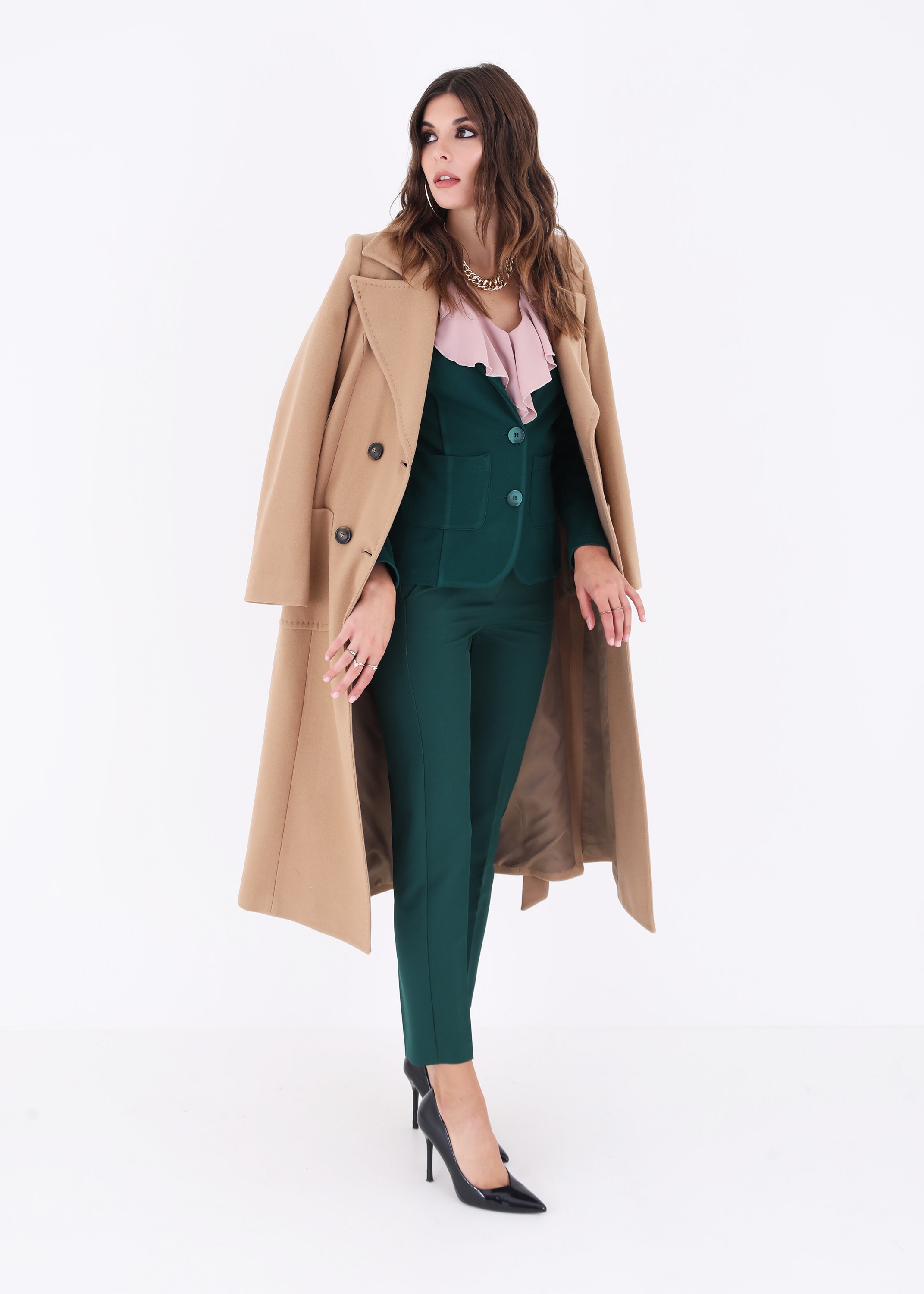 Cappotto lungo doppio petto con cintura - FW23