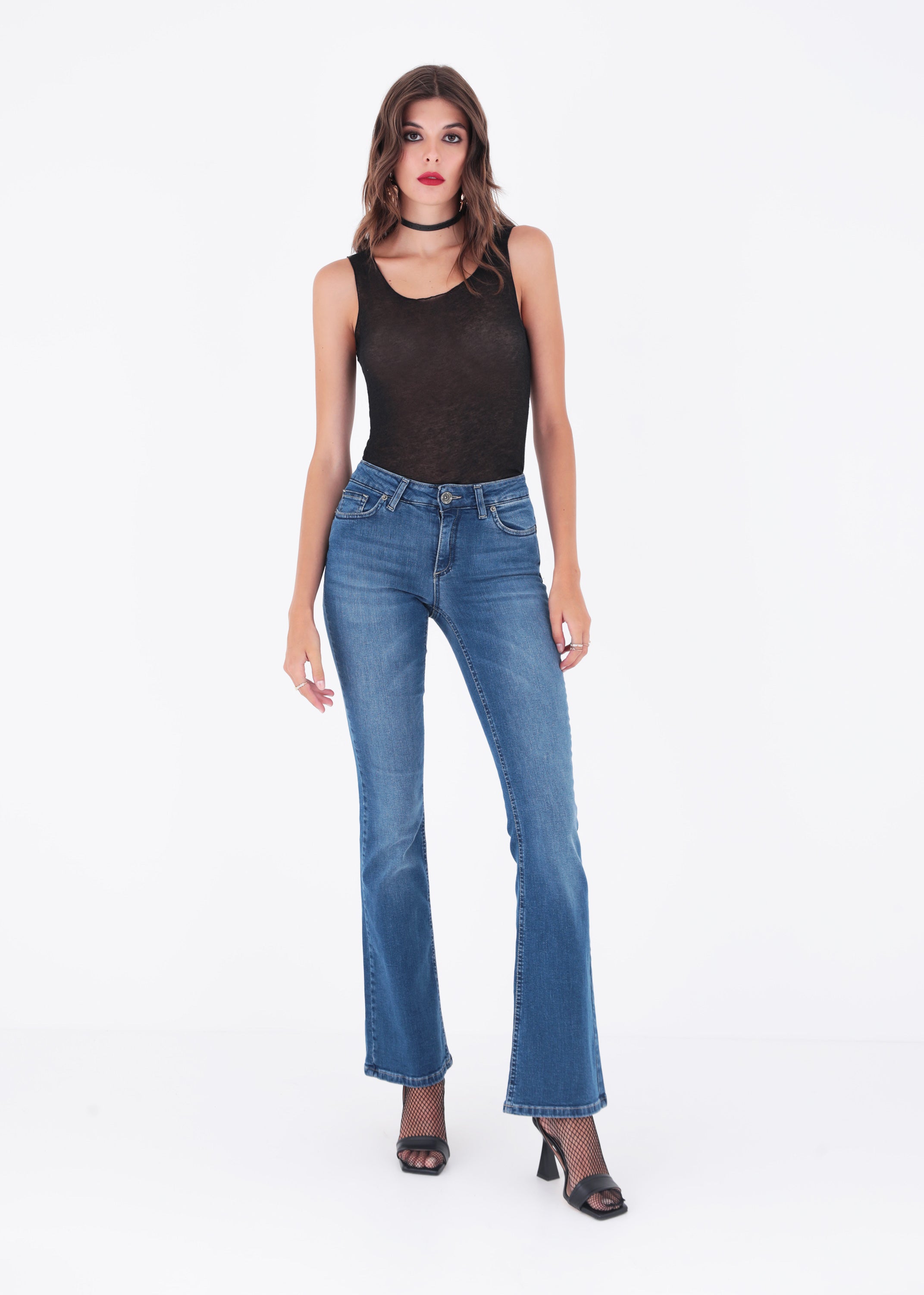 Jeans a zampa in cotone elasticizzato - FW23