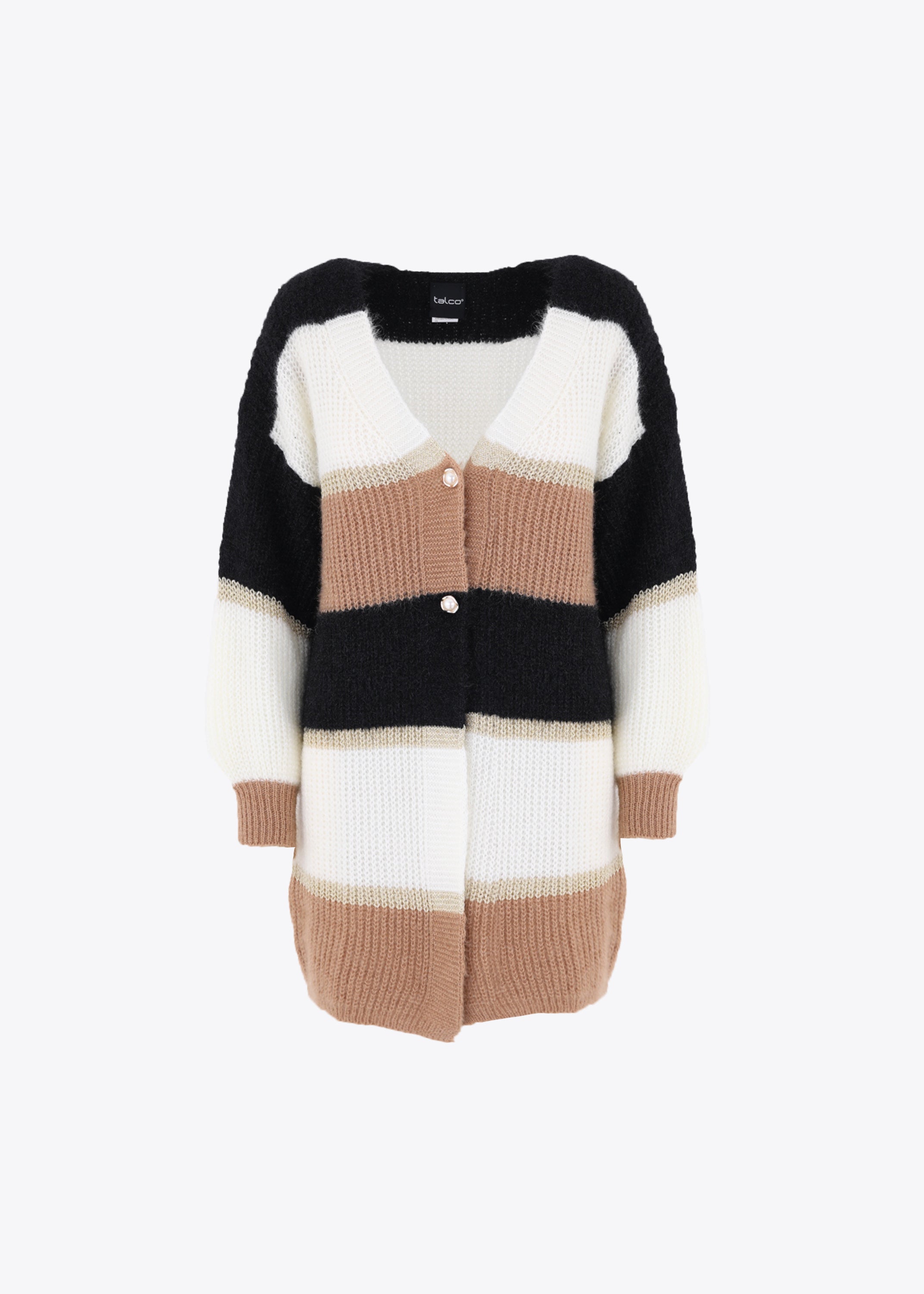 Cardigan in maglia effetto mohair a righe con bottoni gioiello - FW23