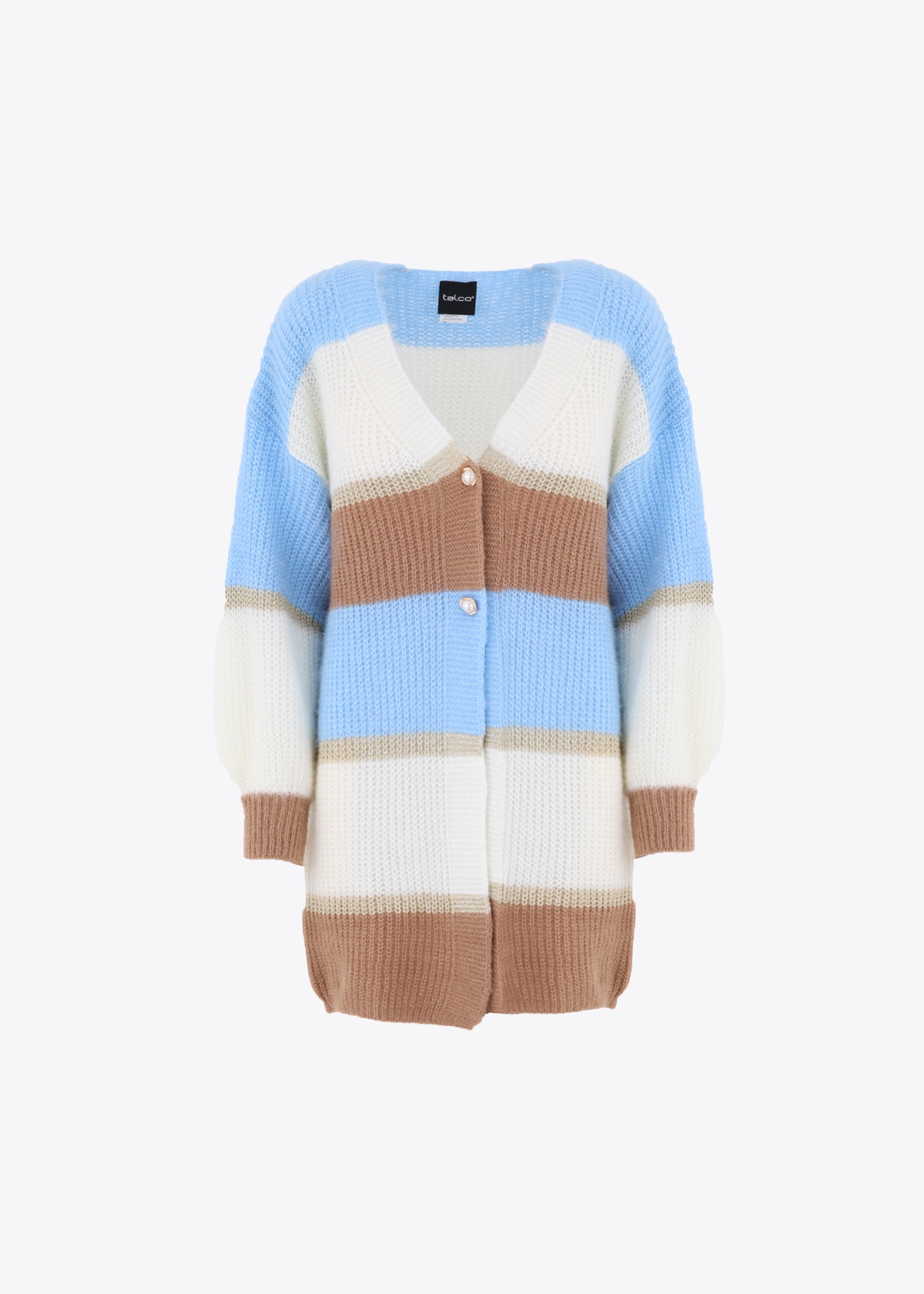 Cardigan in maglia effetto mohair a righe con bottoni gioiello - FW23