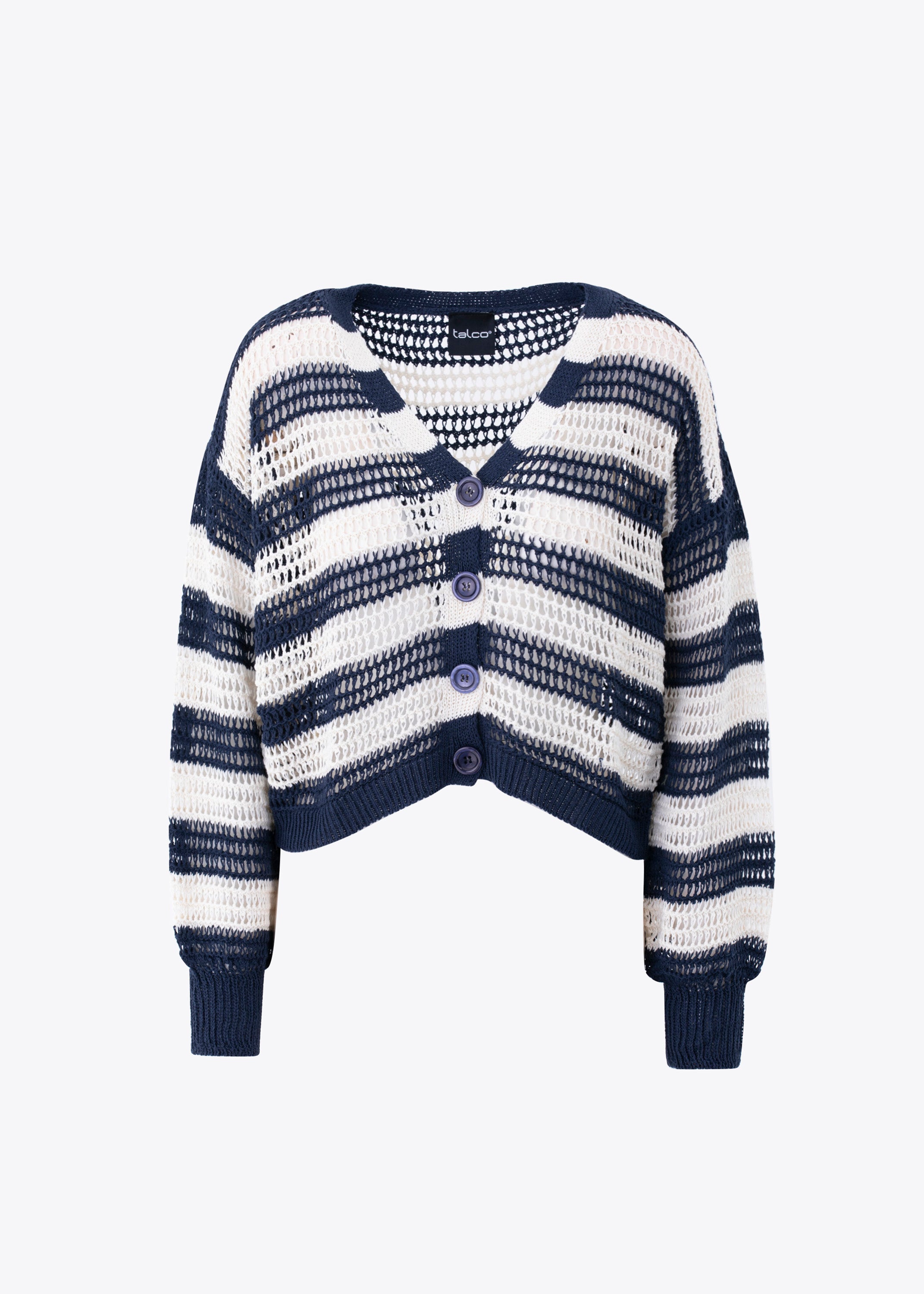 Giacca in maglia traforata a righe orizzontali - PE25