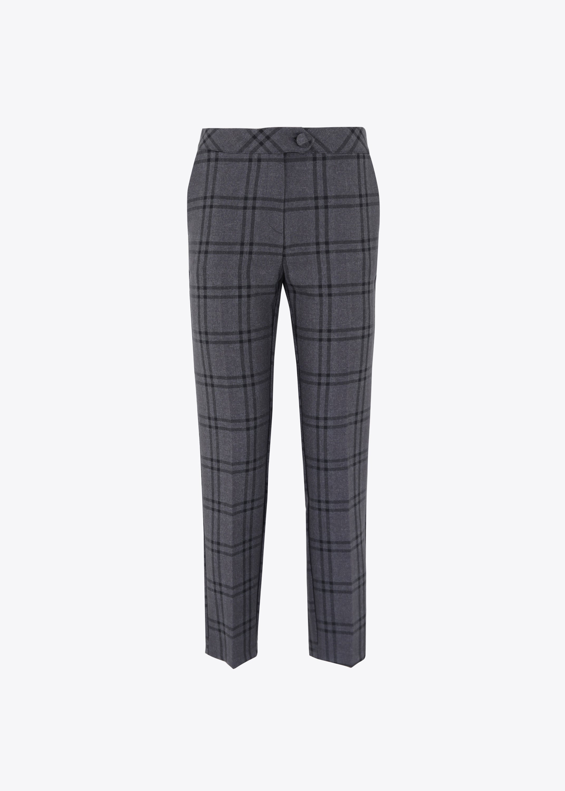 Pantalone dritto in tessuto a quadri con pattina - FW23