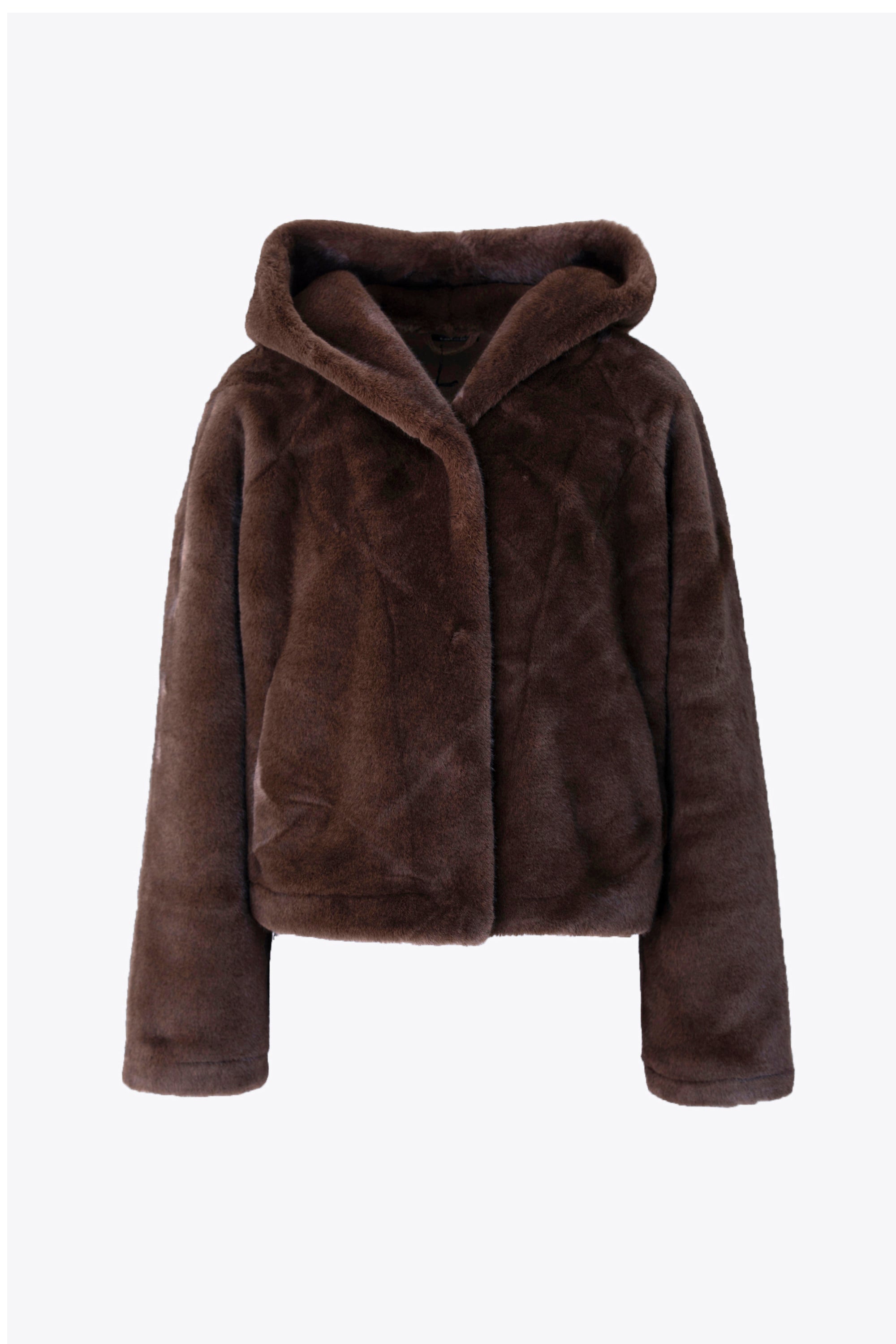 Giacca corta con cappuccio effetto pelliccia - FW26