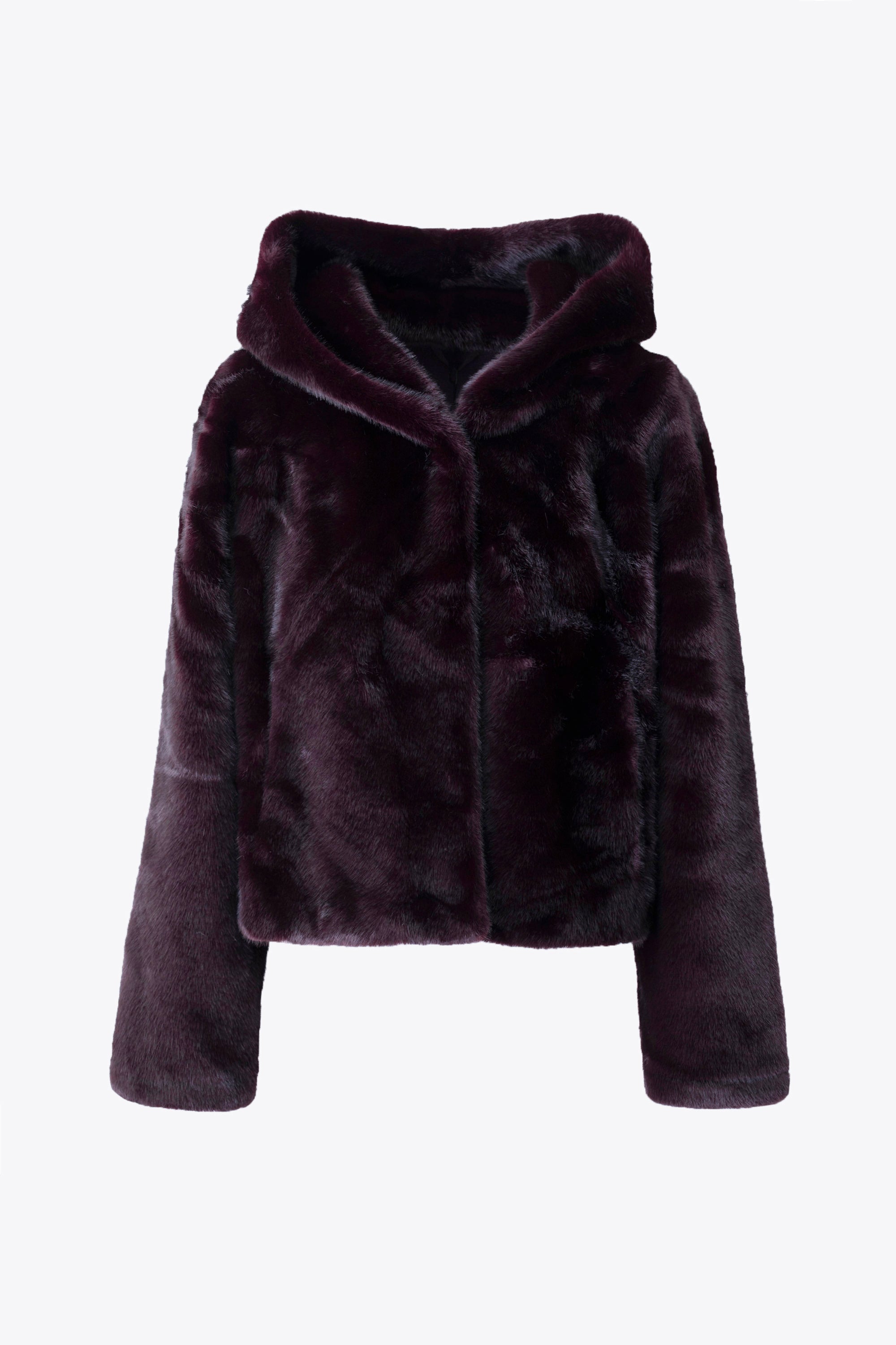 Giacca corta con cappuccio effetto pelliccia - FW26