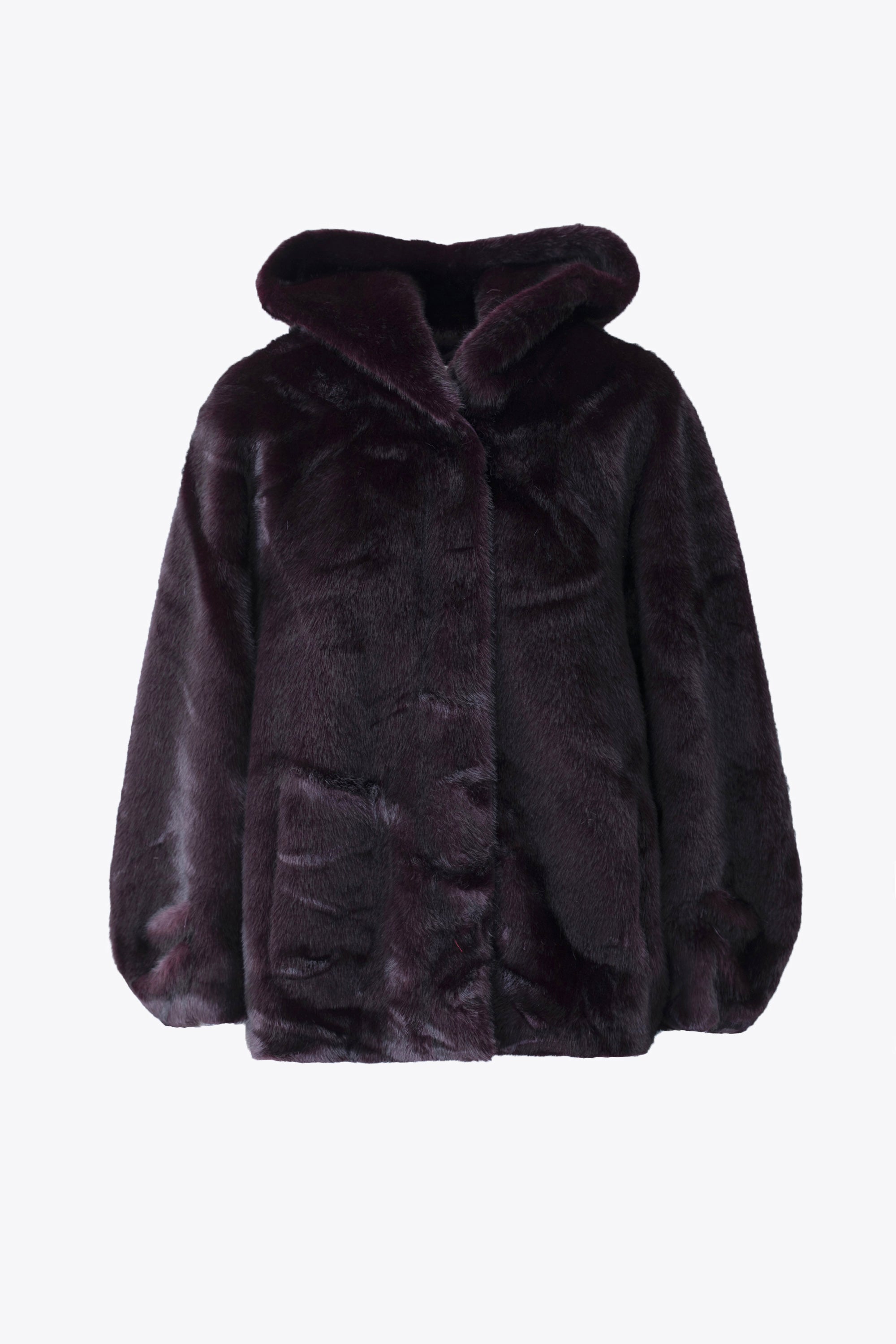 Giacca over con cappuccio in effetto pelliccia - FW26