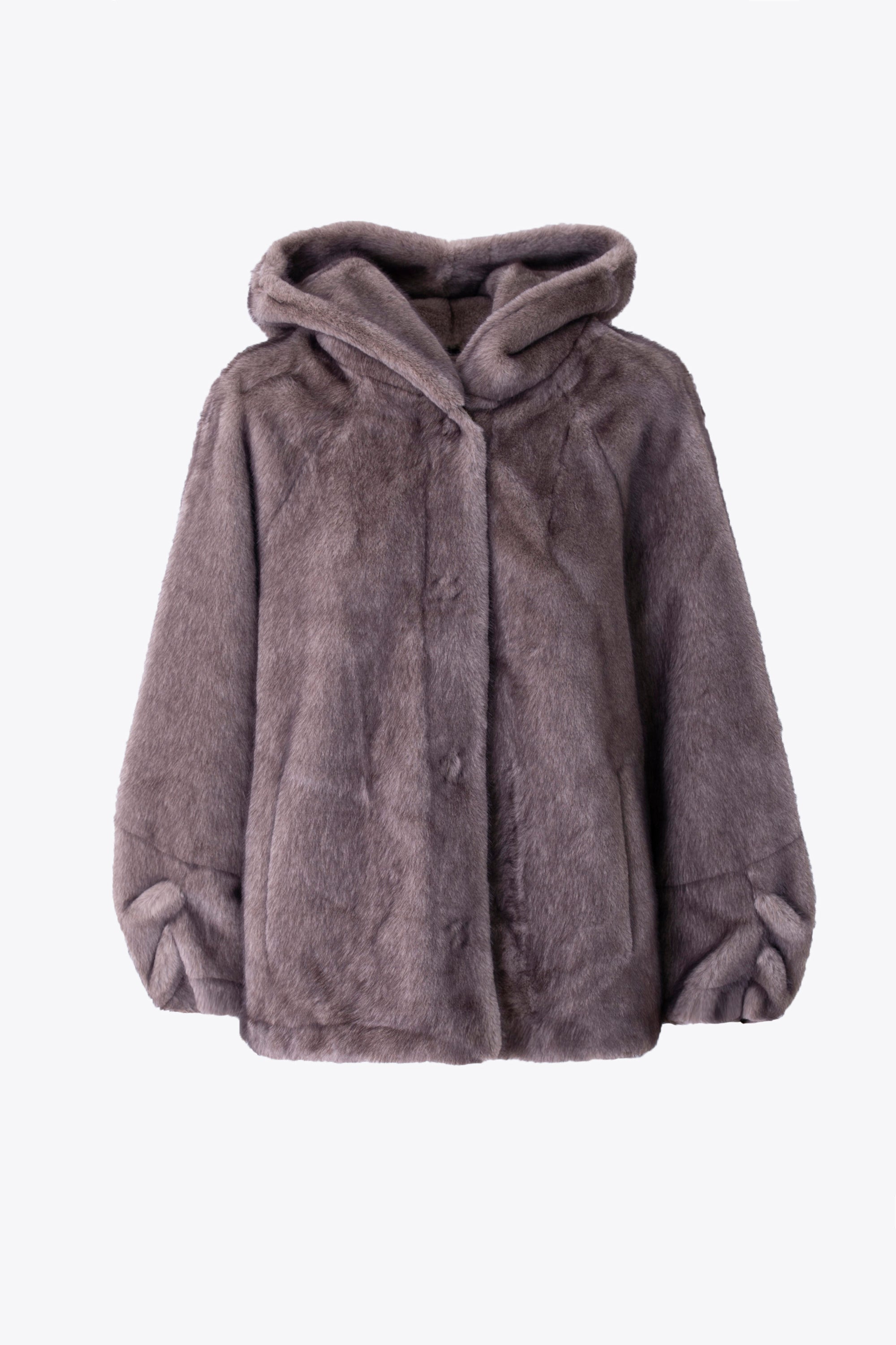 Giacca over con cappuccio in effetto pelliccia - FW26