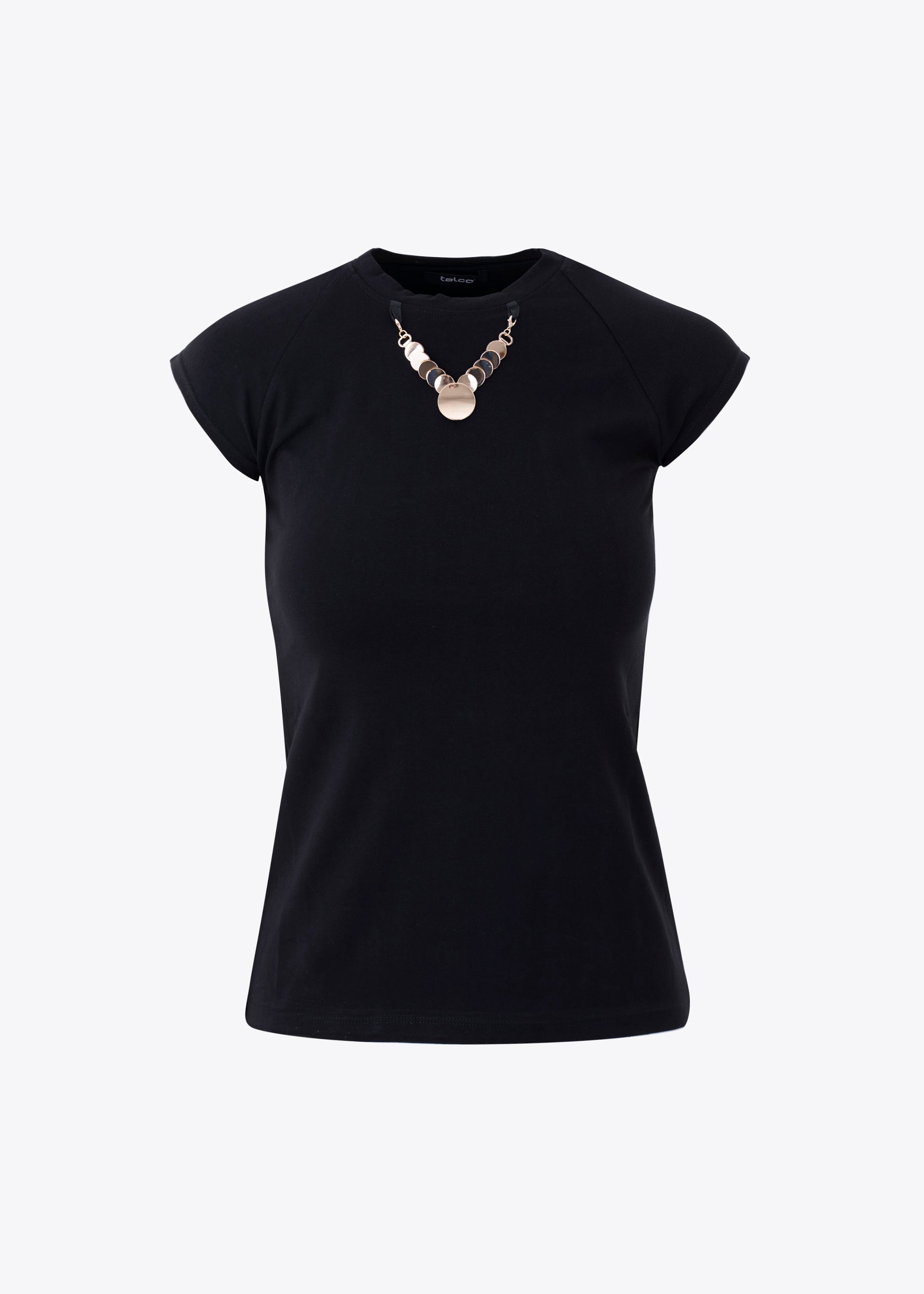 T-shirt in cotone con gioiello applicato - PE25