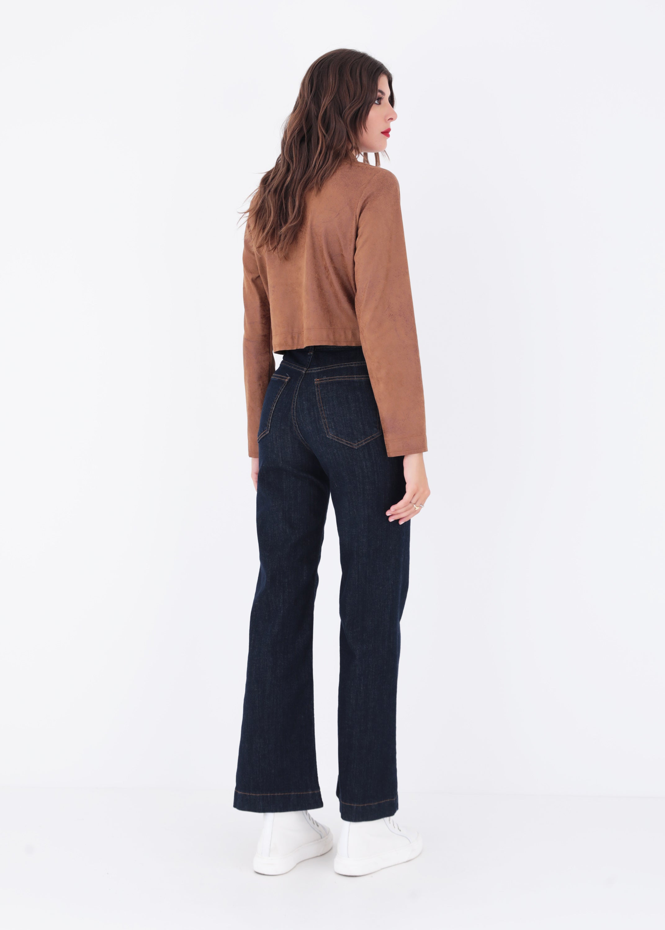 Giacca crop in ecopelle vintage con bottoni - FW23