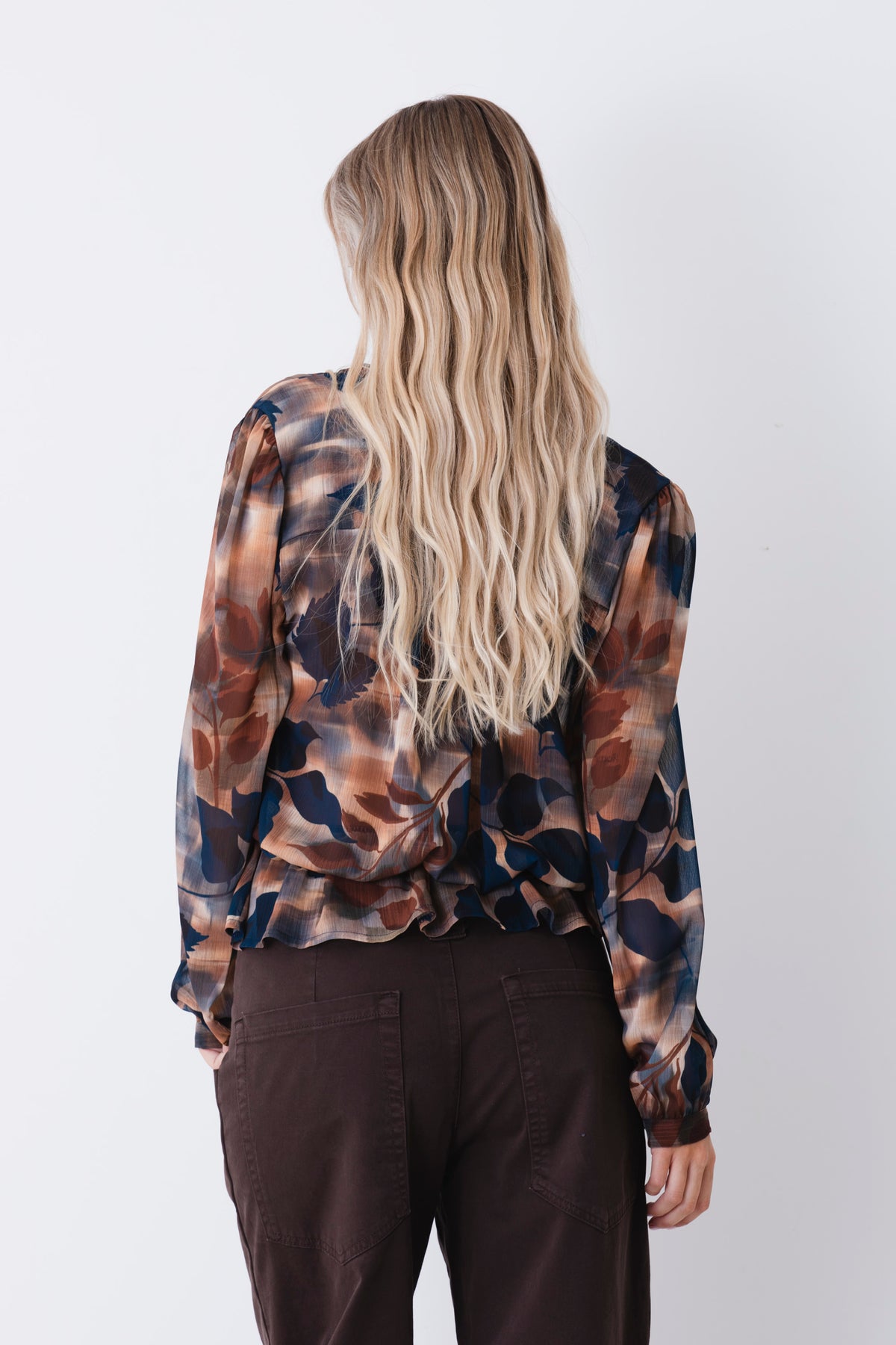 Camicia in georgette fantasia botanica astratta - FW27