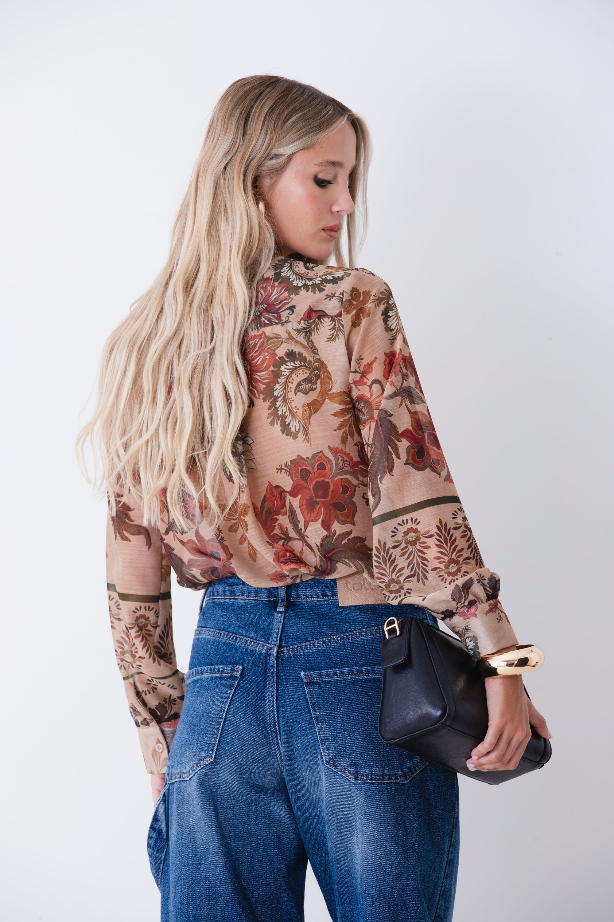 Camicia in georgette con rocuhes fantasia boho-chic - FW27