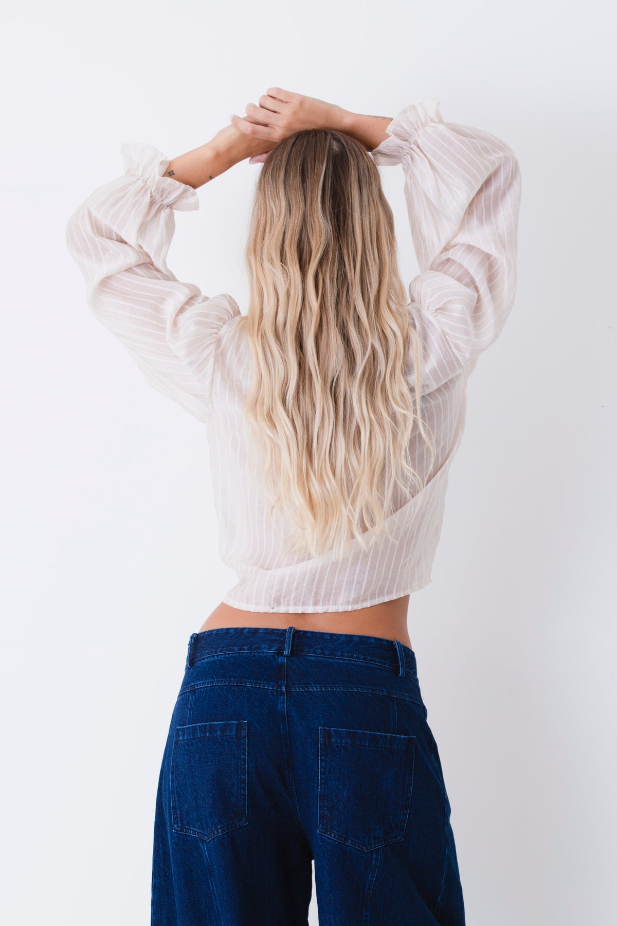 Camicia in tessuto gessato con fiocco - FW27