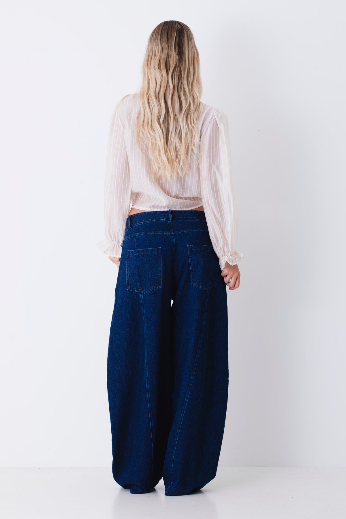 Pantalone barrel fit over in tessuto effetto jeans - FW27