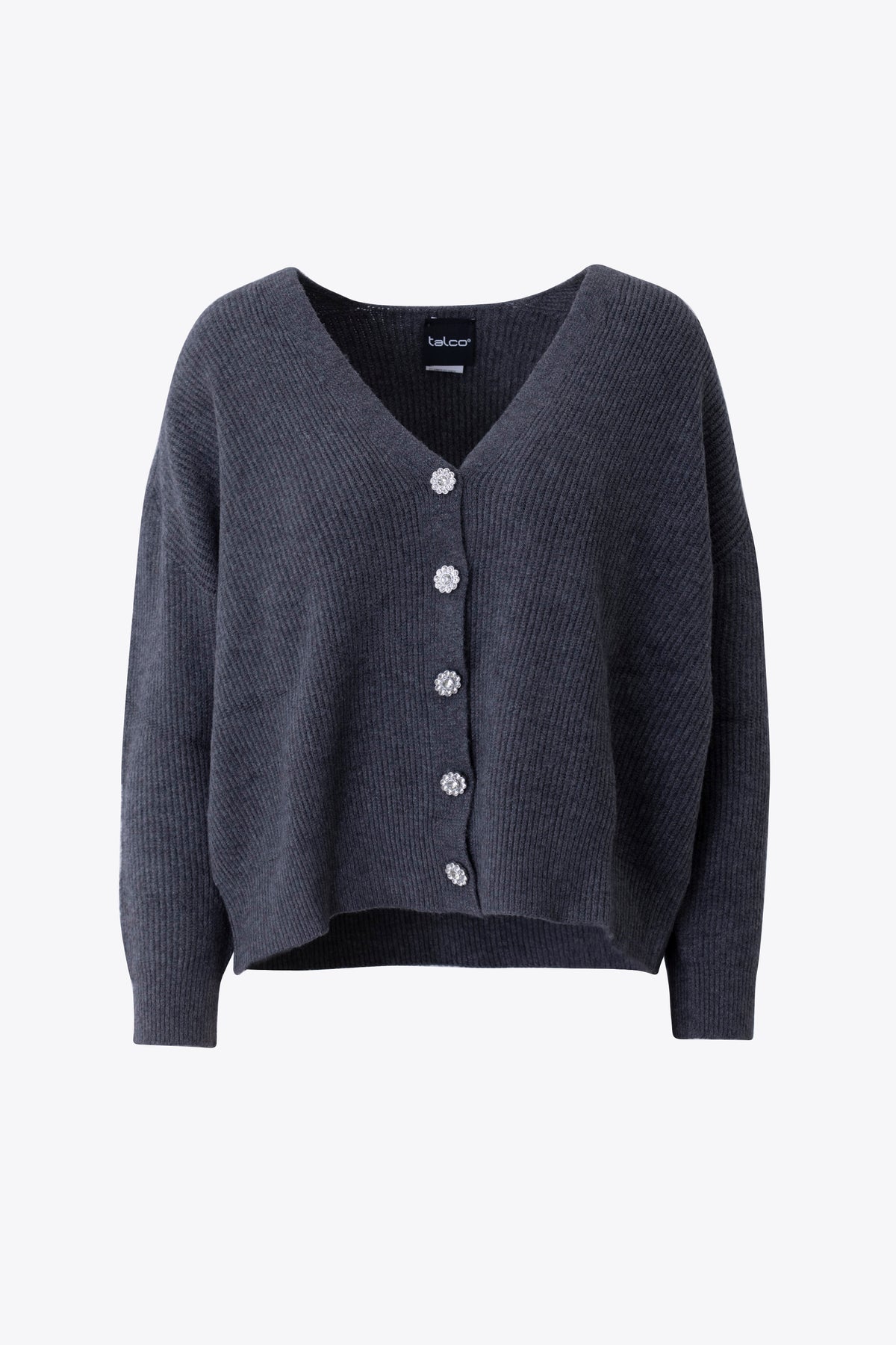 Giacca in maglia a coste con bottoni gioiello - FW27