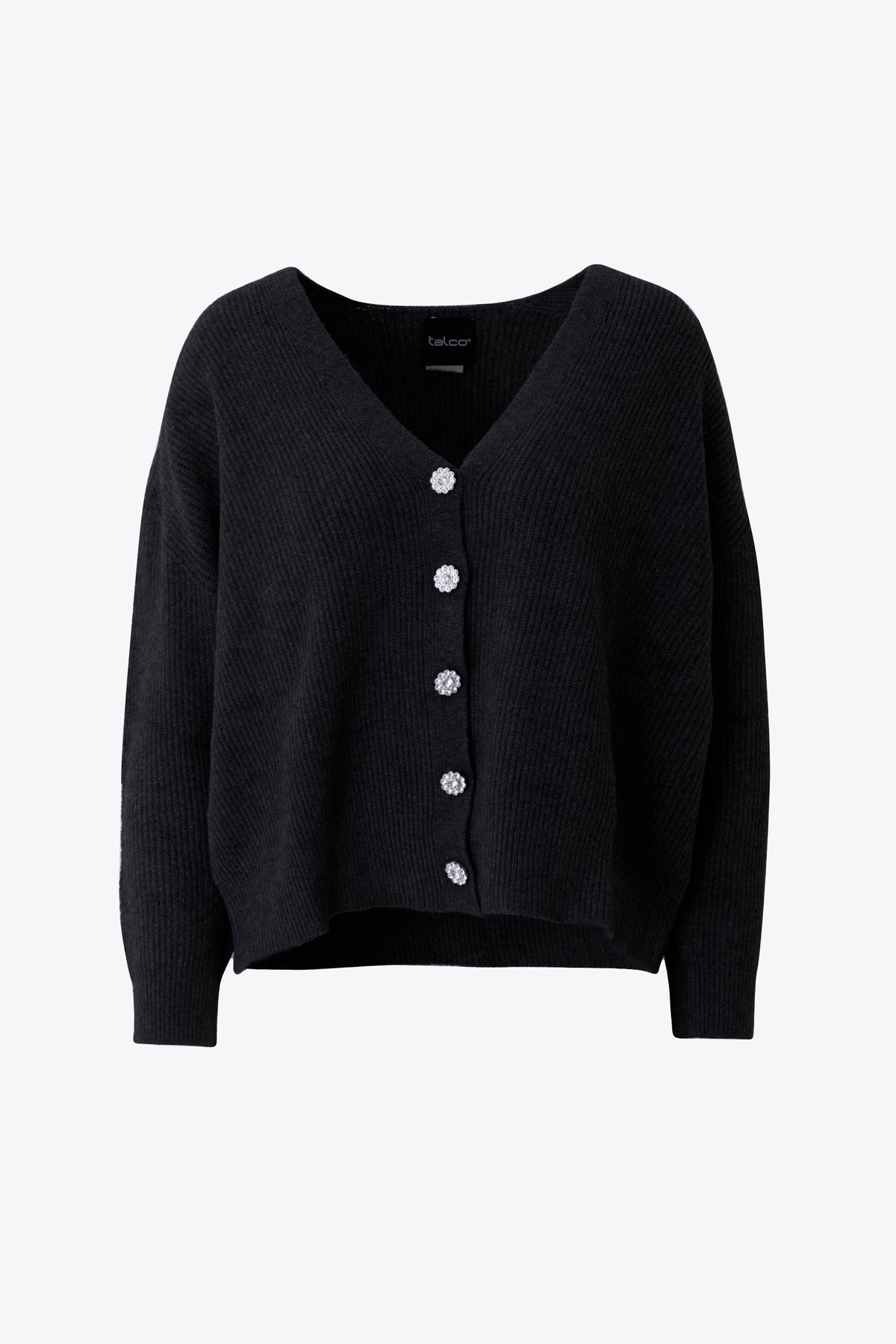 Giacca in maglia a coste con bottoni gioiello - FW27