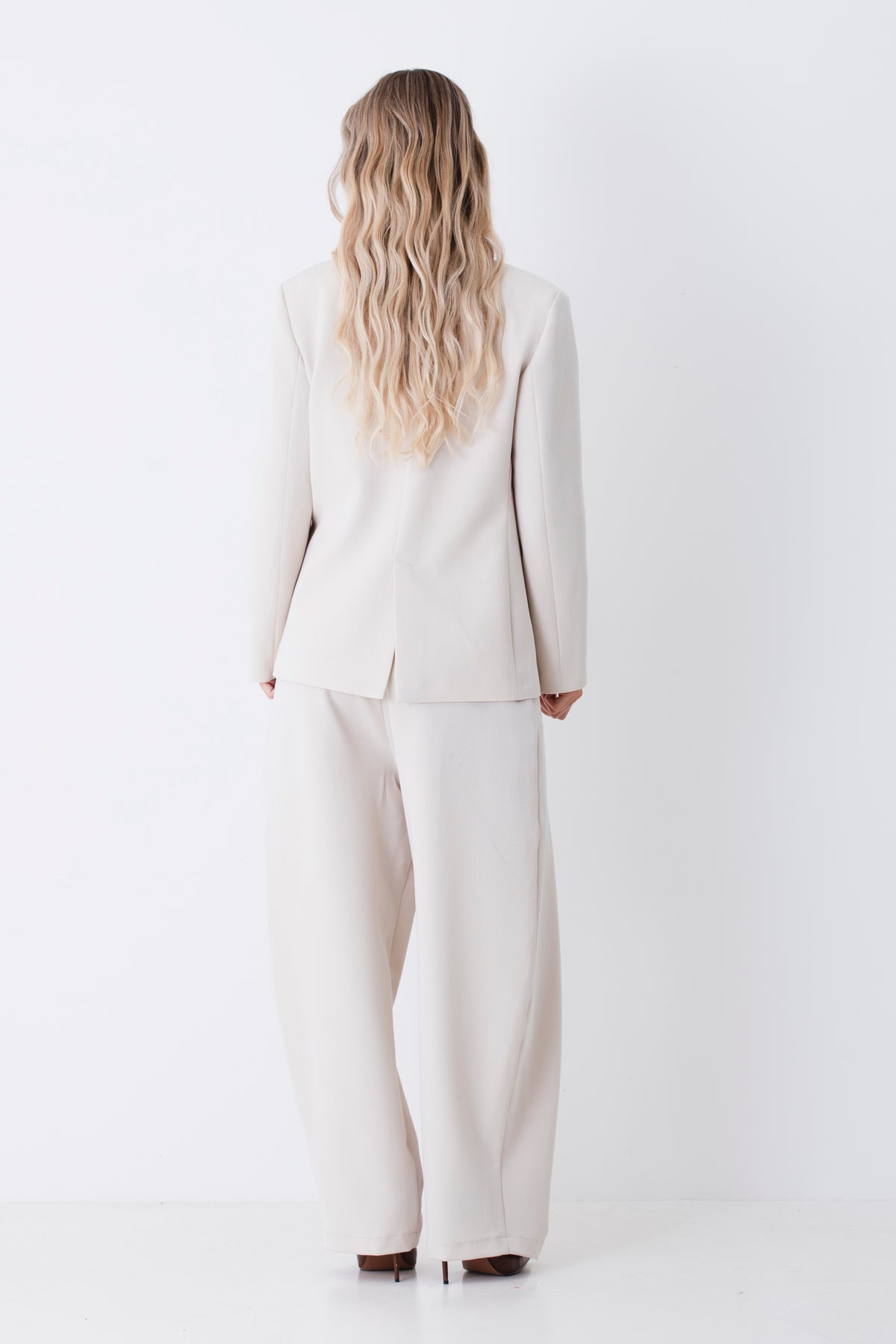 Pantalone barrel fil con pighe in mano lana - FW27