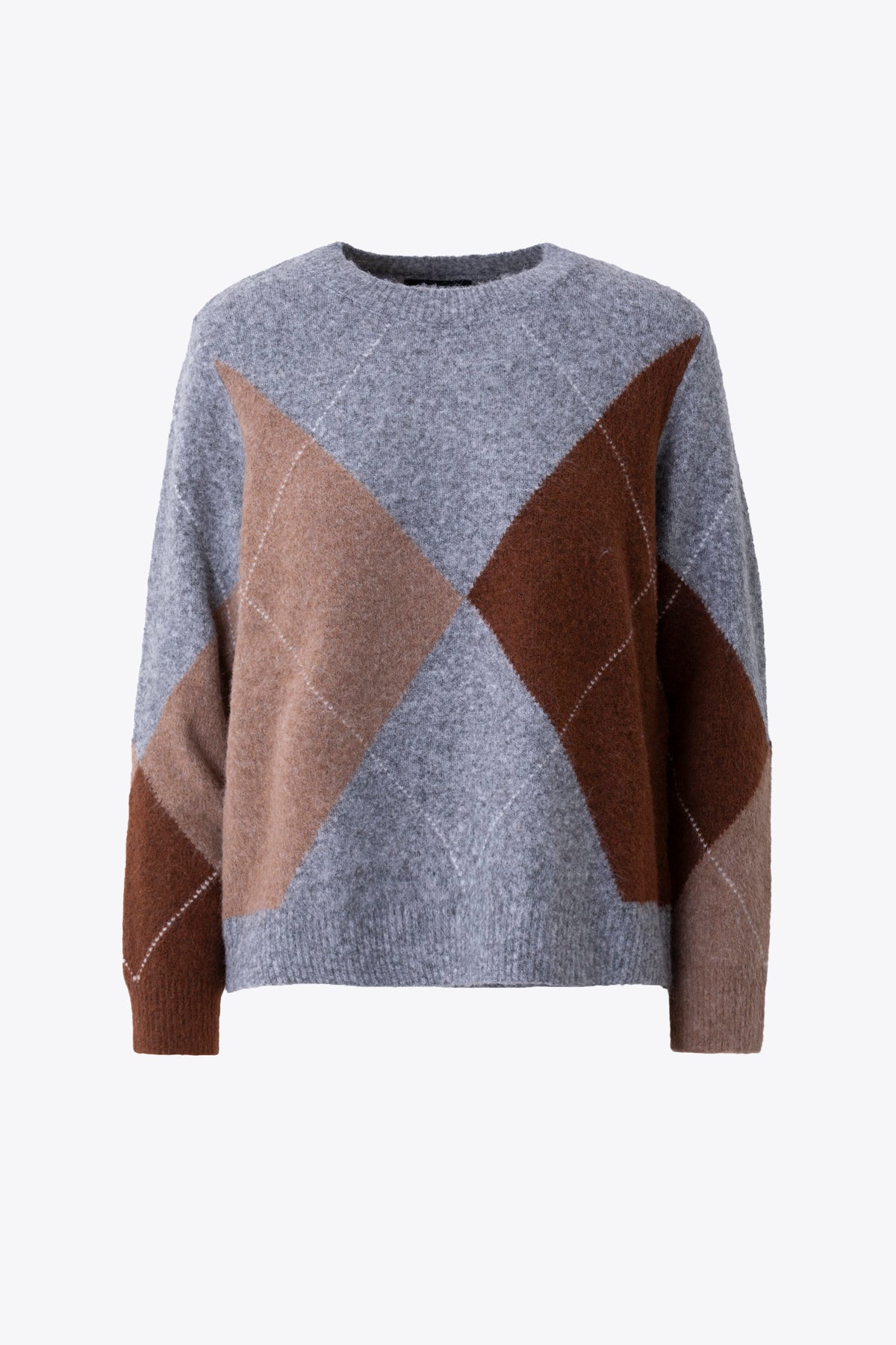 Pullover girocollo a quadri in misto lana effetto mohair - FW27