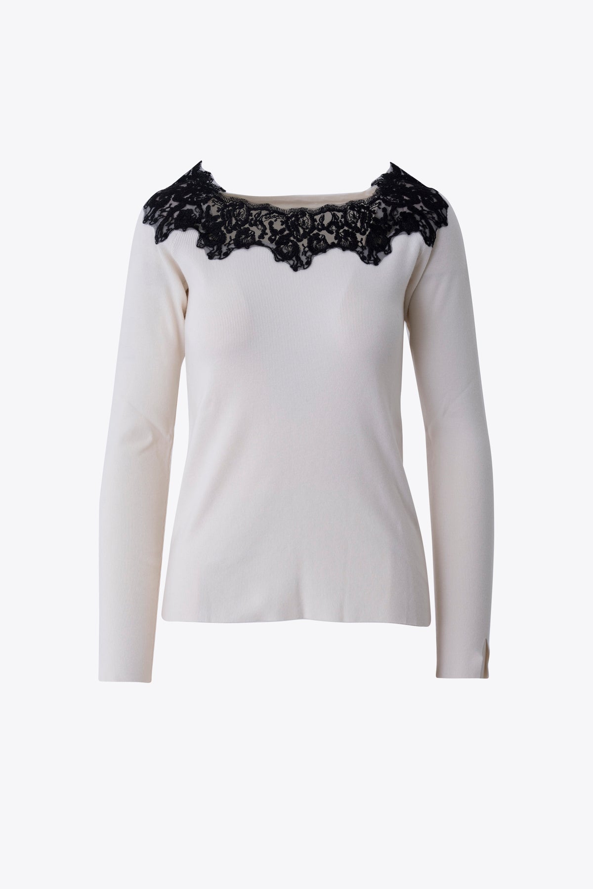 Maglia a costine con inserto in pizzo - FW27
