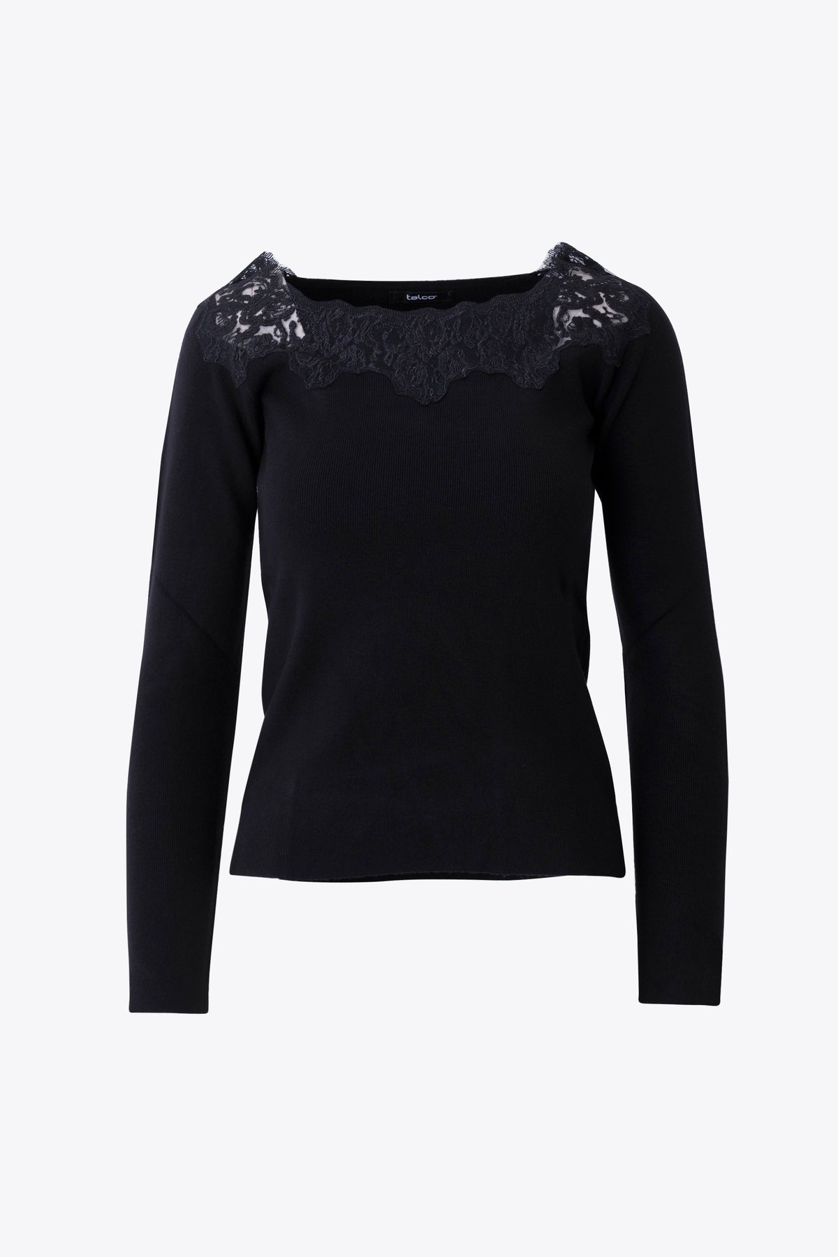 Maglia a costine con inserto in pizzo - FW27
